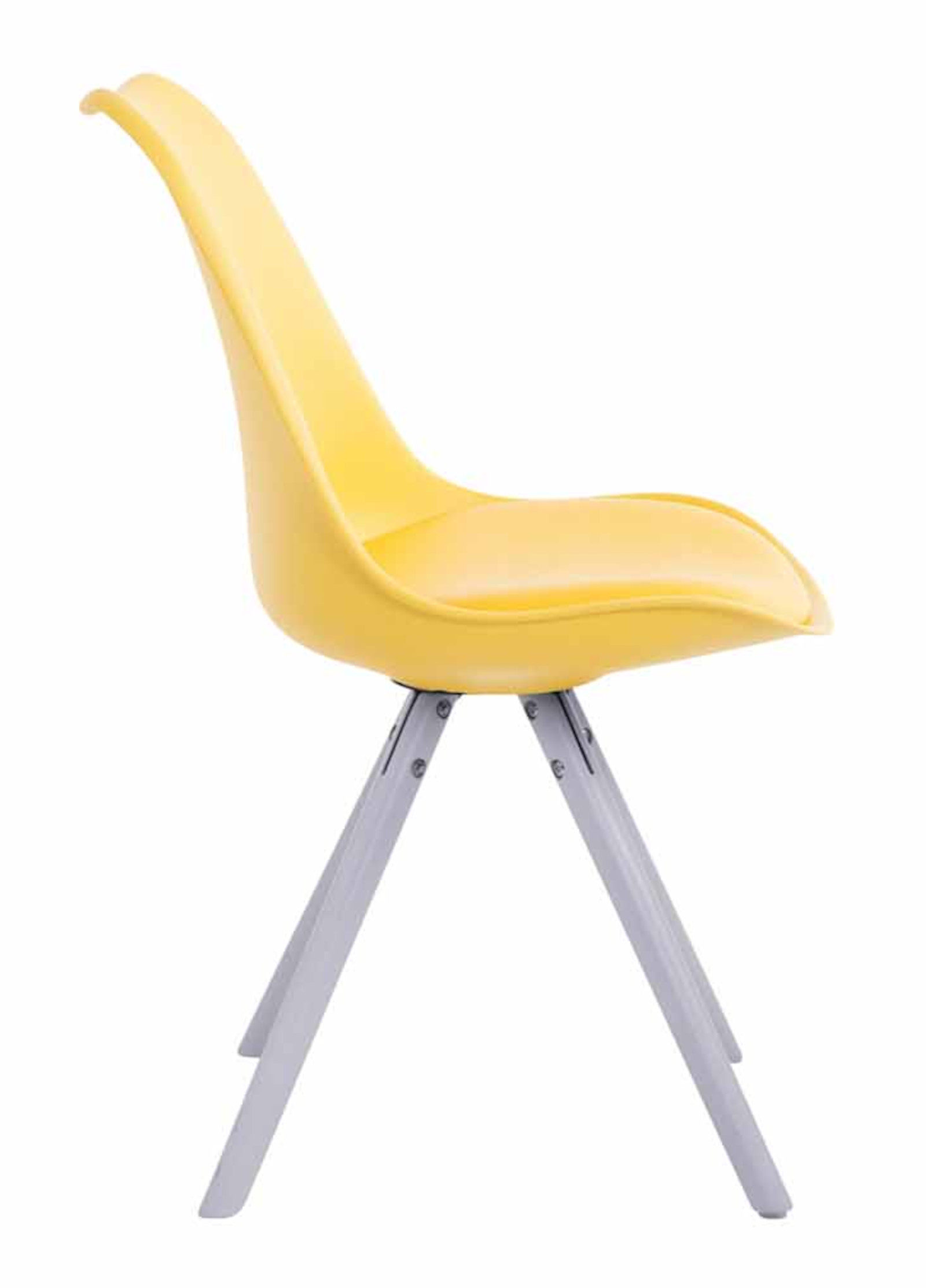 4er Set Stühle Toulouse Kunstleder Rund gelb weiß