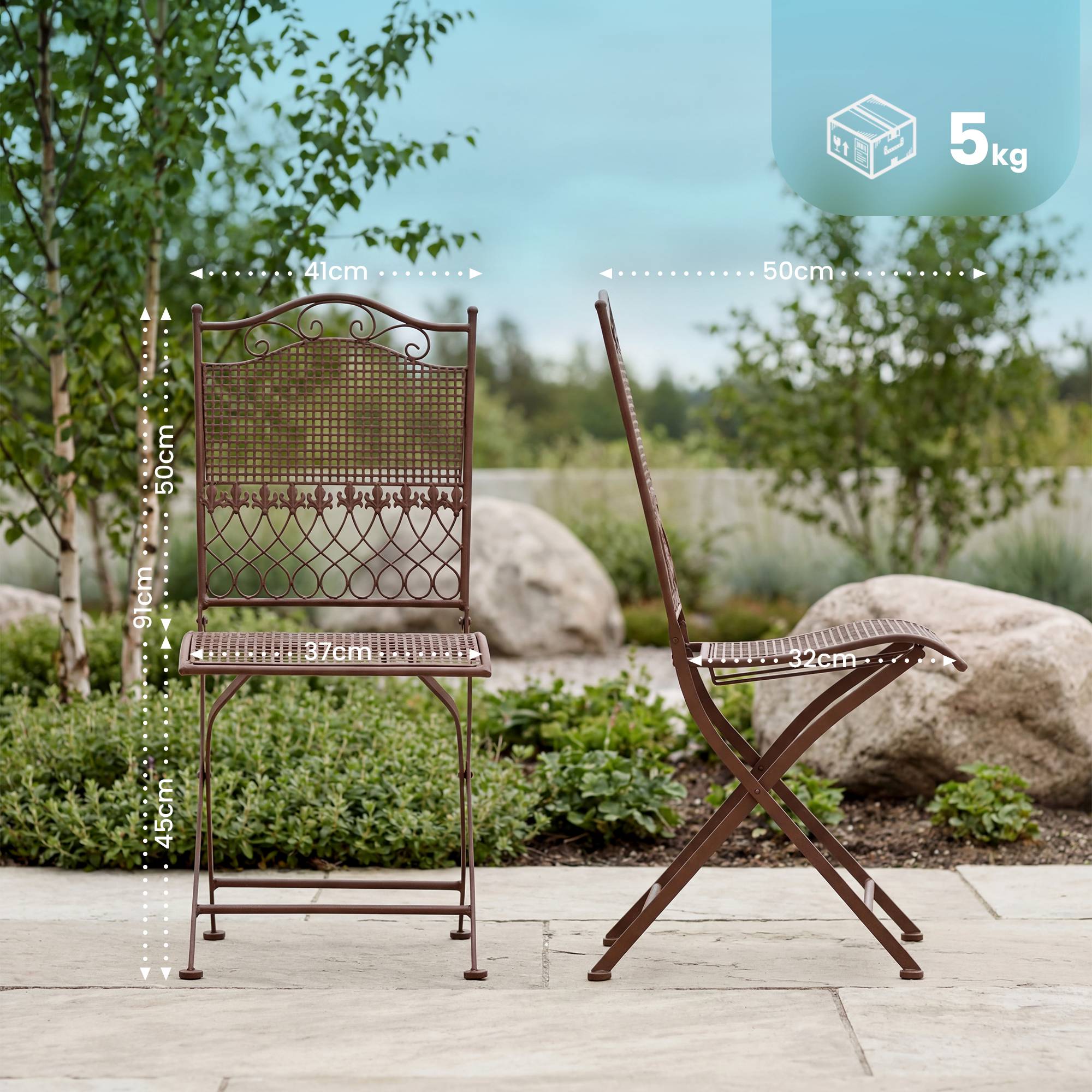 2er Set Gartenstühle Kiran antik braun