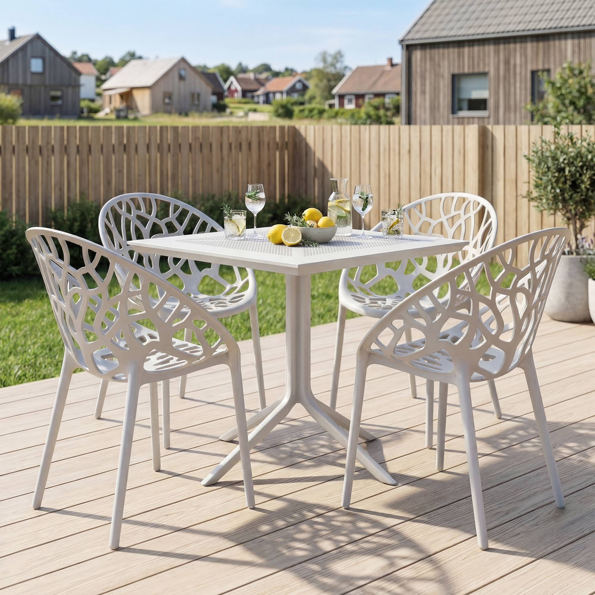 Gartenmöbel-Set Avara mit 4 Stühlen weiß