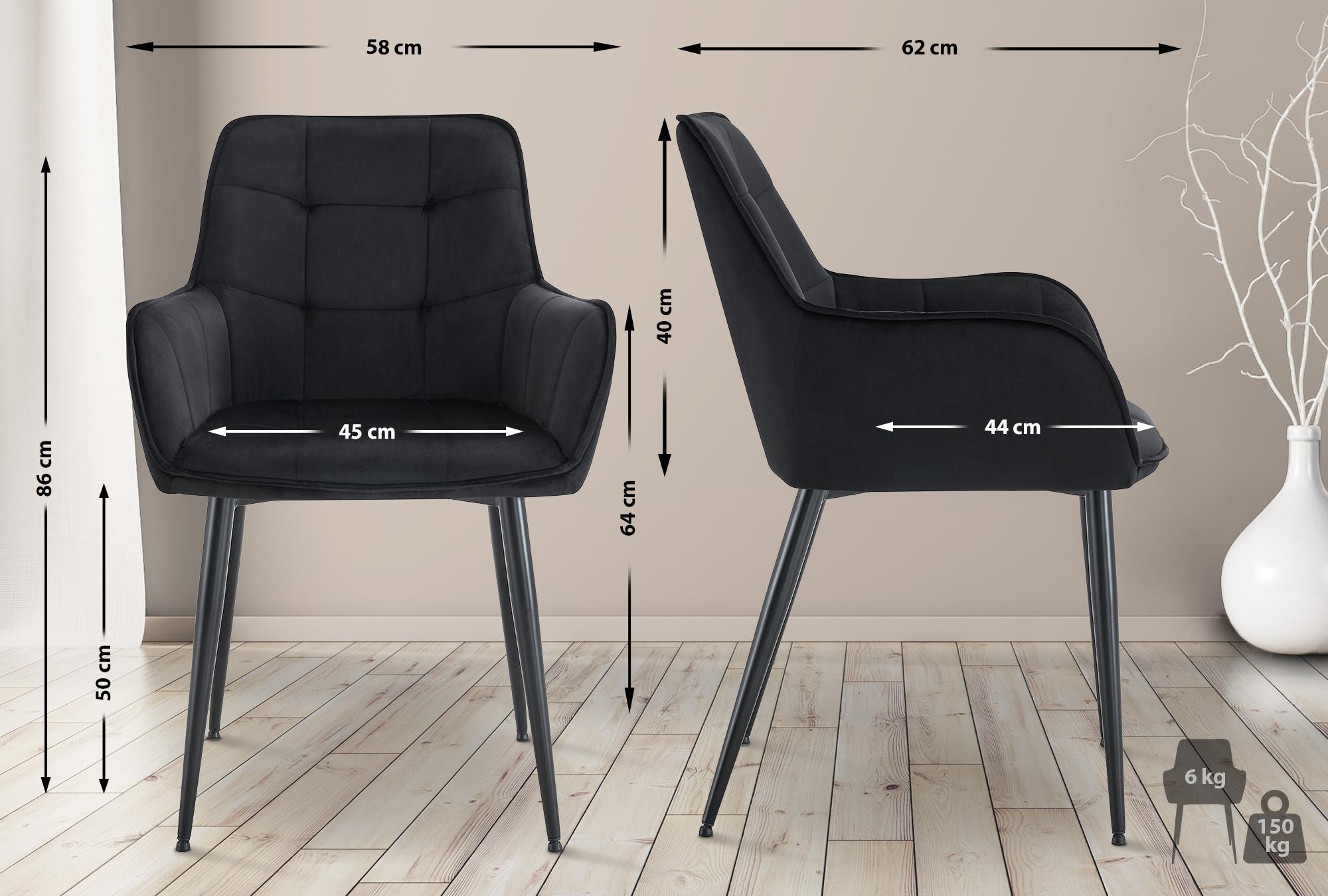 2er Set Esszimmerstuhl Ferndale Samt