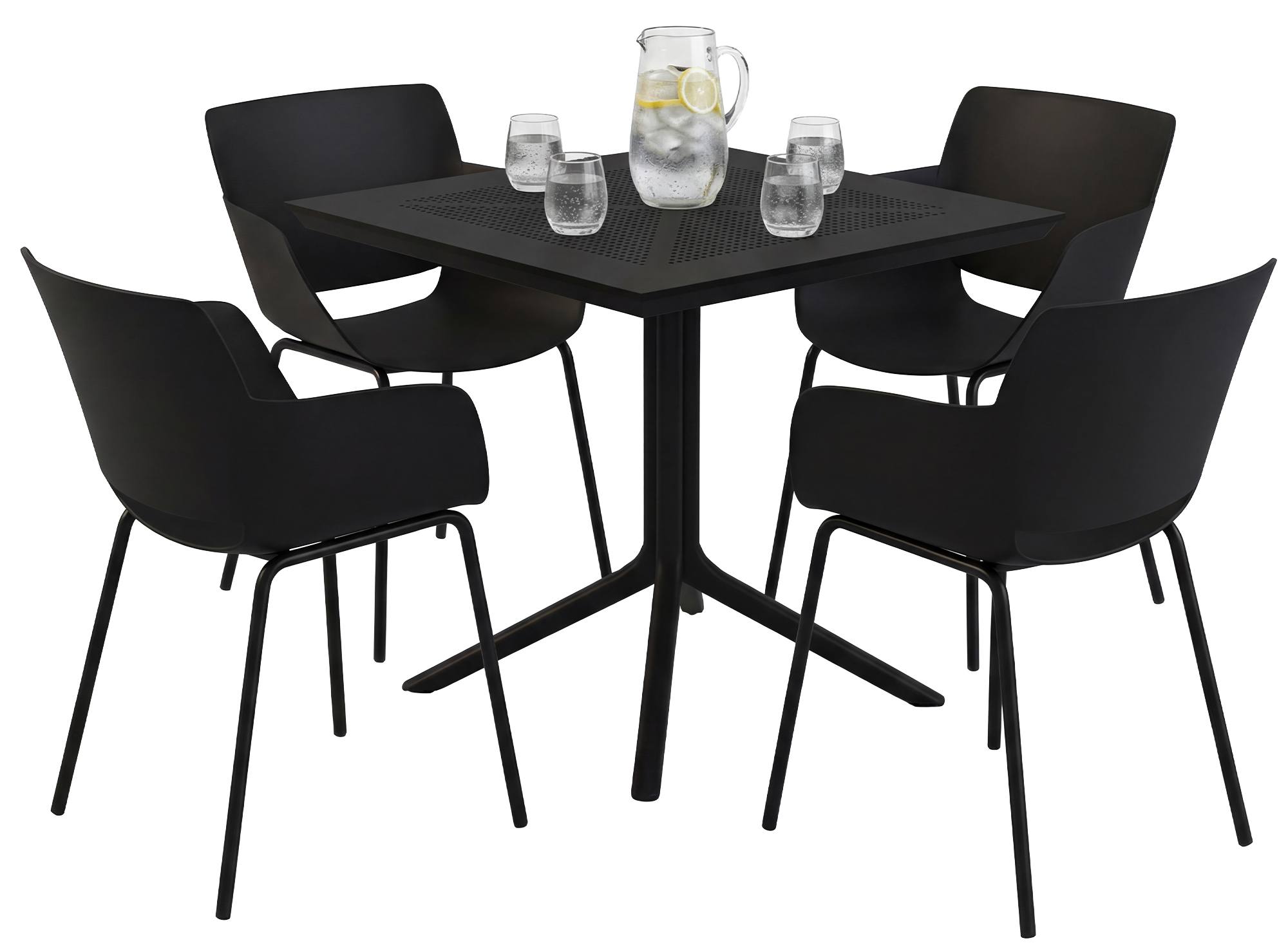Gartenmöbel-Set Lirra mit 4 Stühlen schwarz