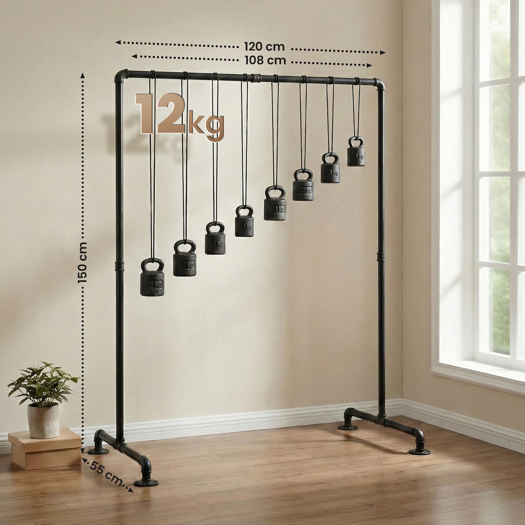 Kleiderständer Jersey schwarz 120 cm