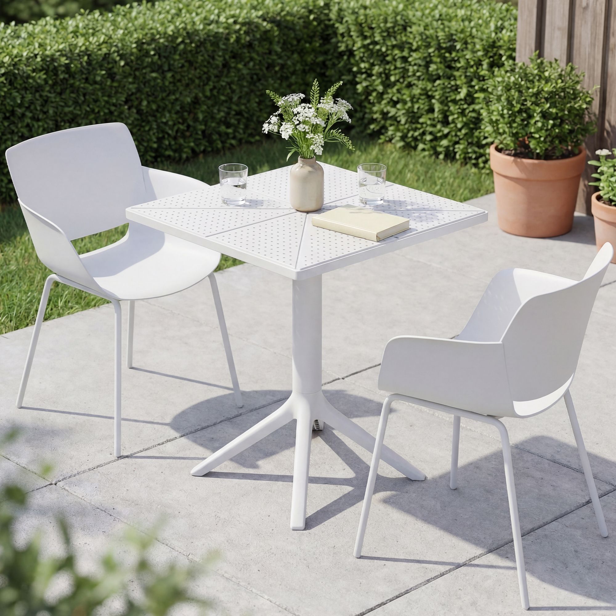 Gartenmöbel-Set Norva mit 2 Stühlen weiß