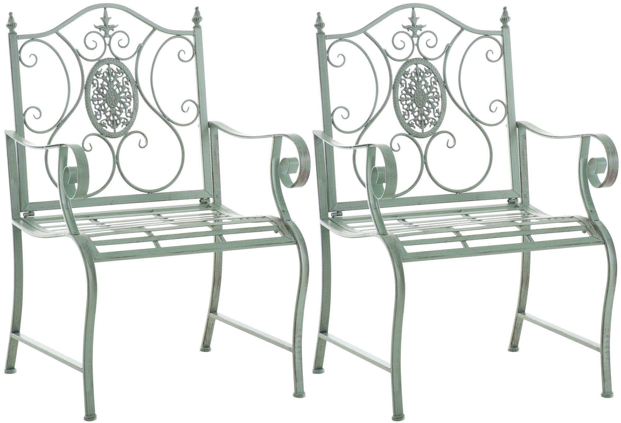 2er Set Gartenstühle Punjab antik-grün