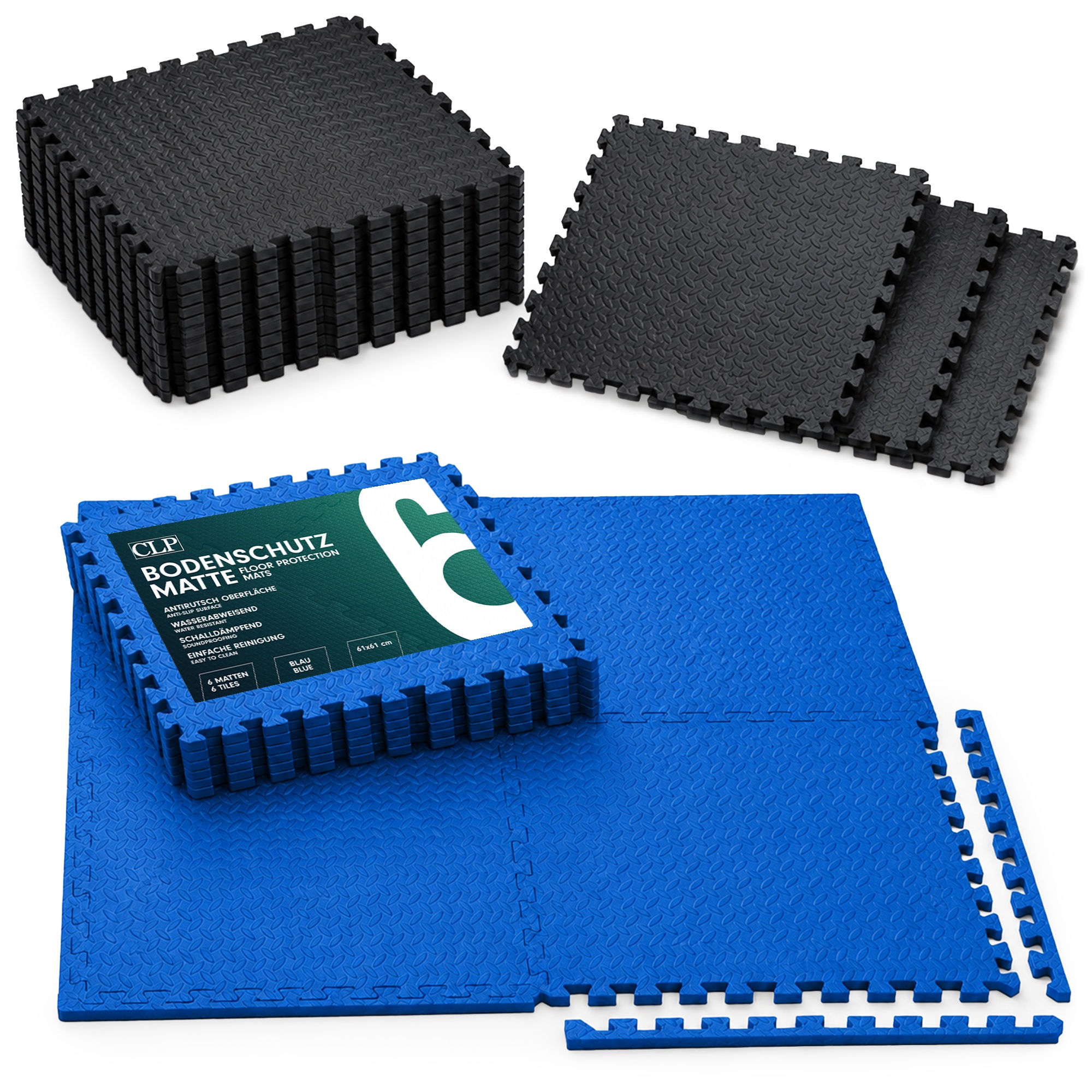 Bodenschutzmatte 61x61 cm 6er-Set blau