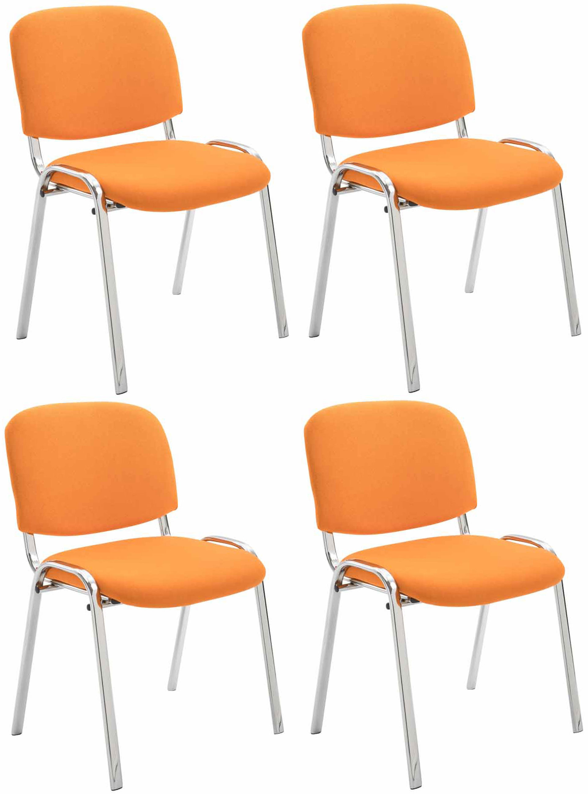 4er Set Stühle Ken Chrom Stoff orange