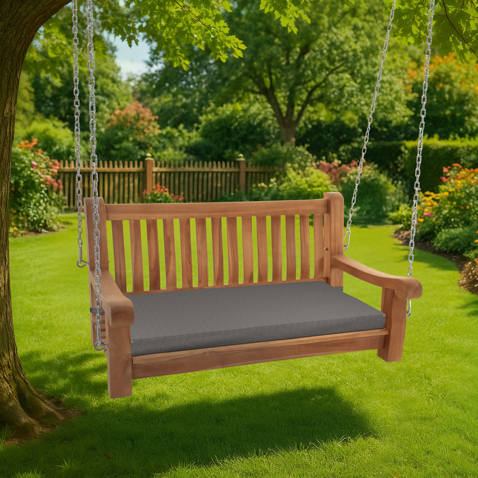 Schaukelbank wetterfest Joyce mit Sitzkissen dunkelgrau 106x48x8 cm