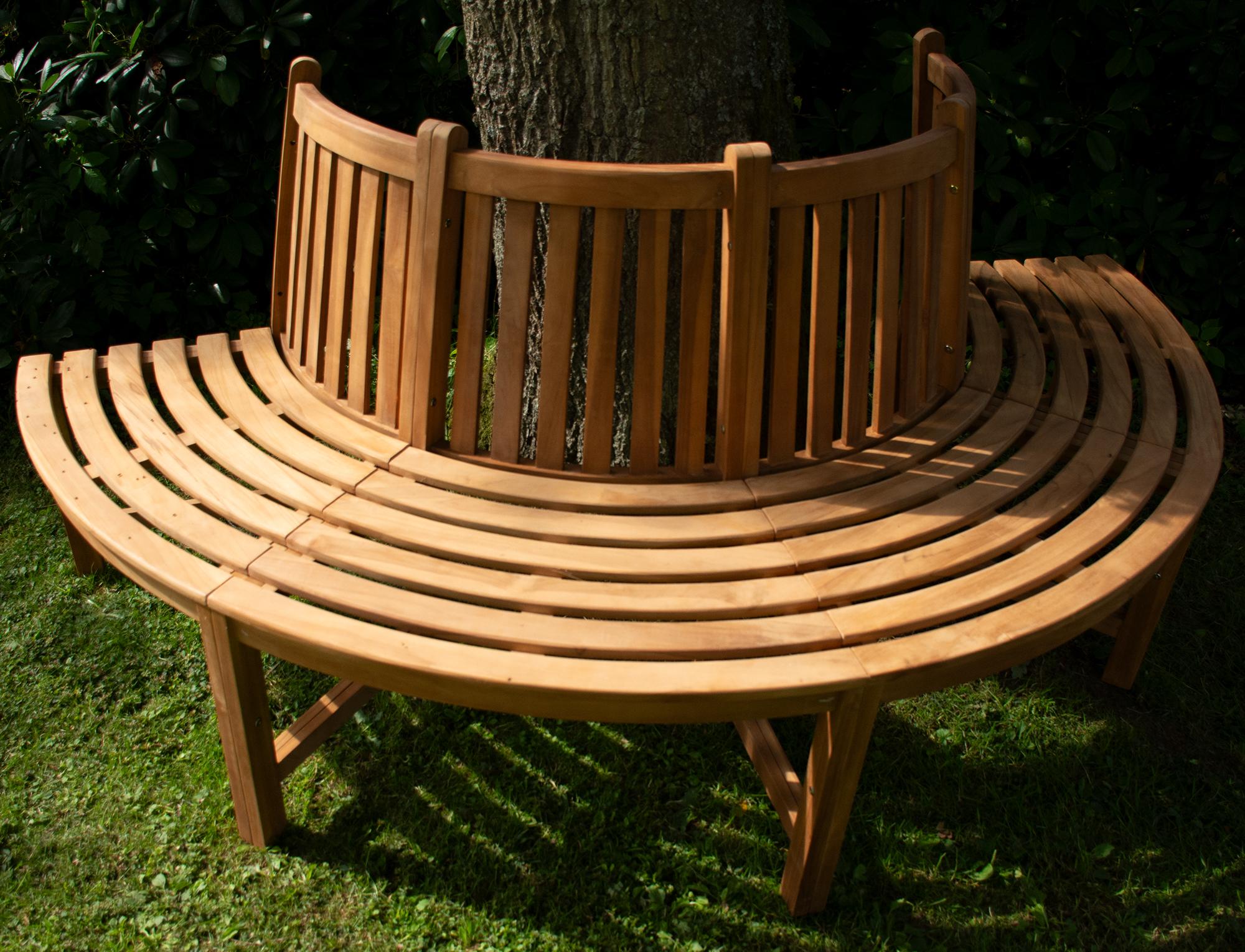 180° Baumbank Male mit Rückenlehne aus Teak braun