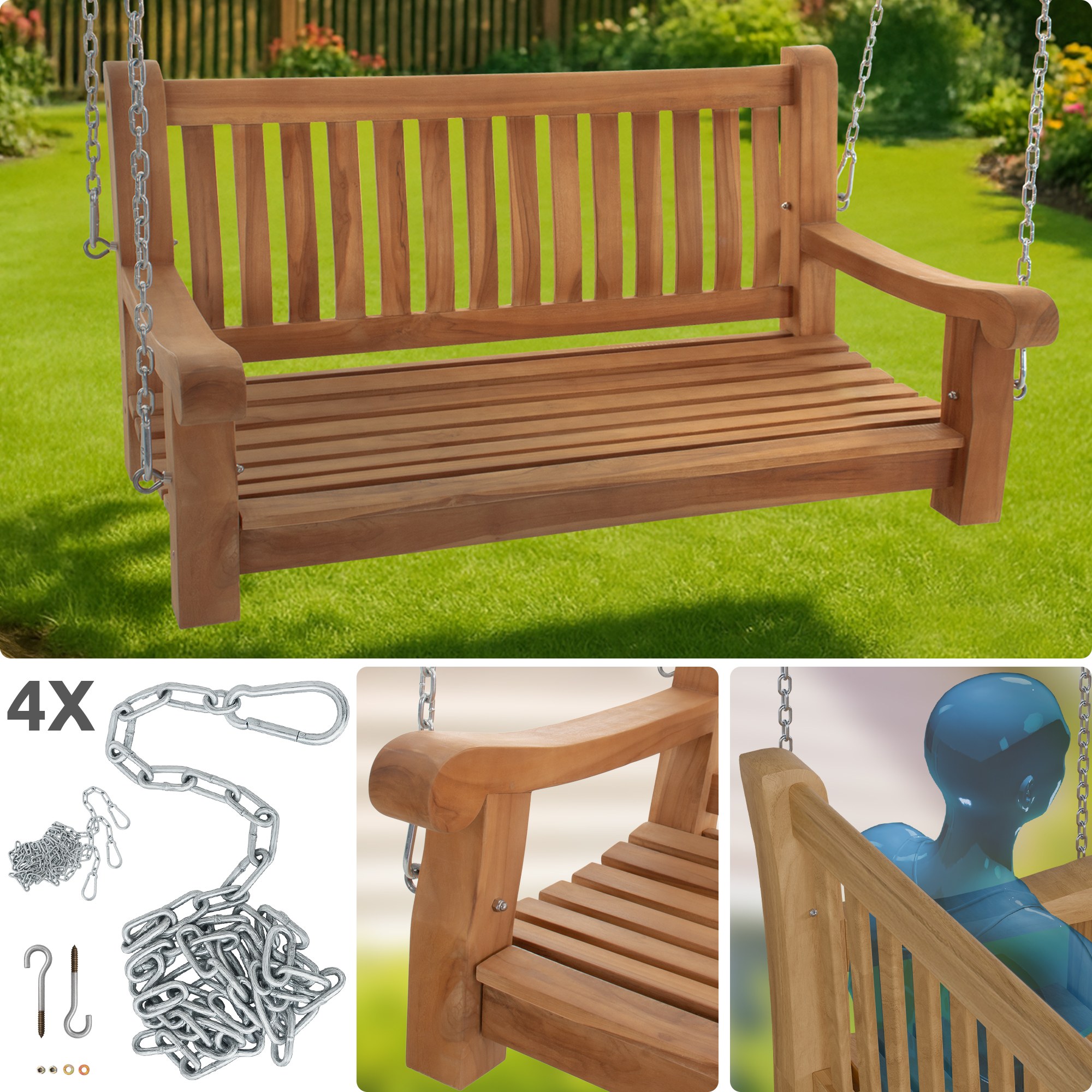Schaukelbank Joyce teak 120 cm