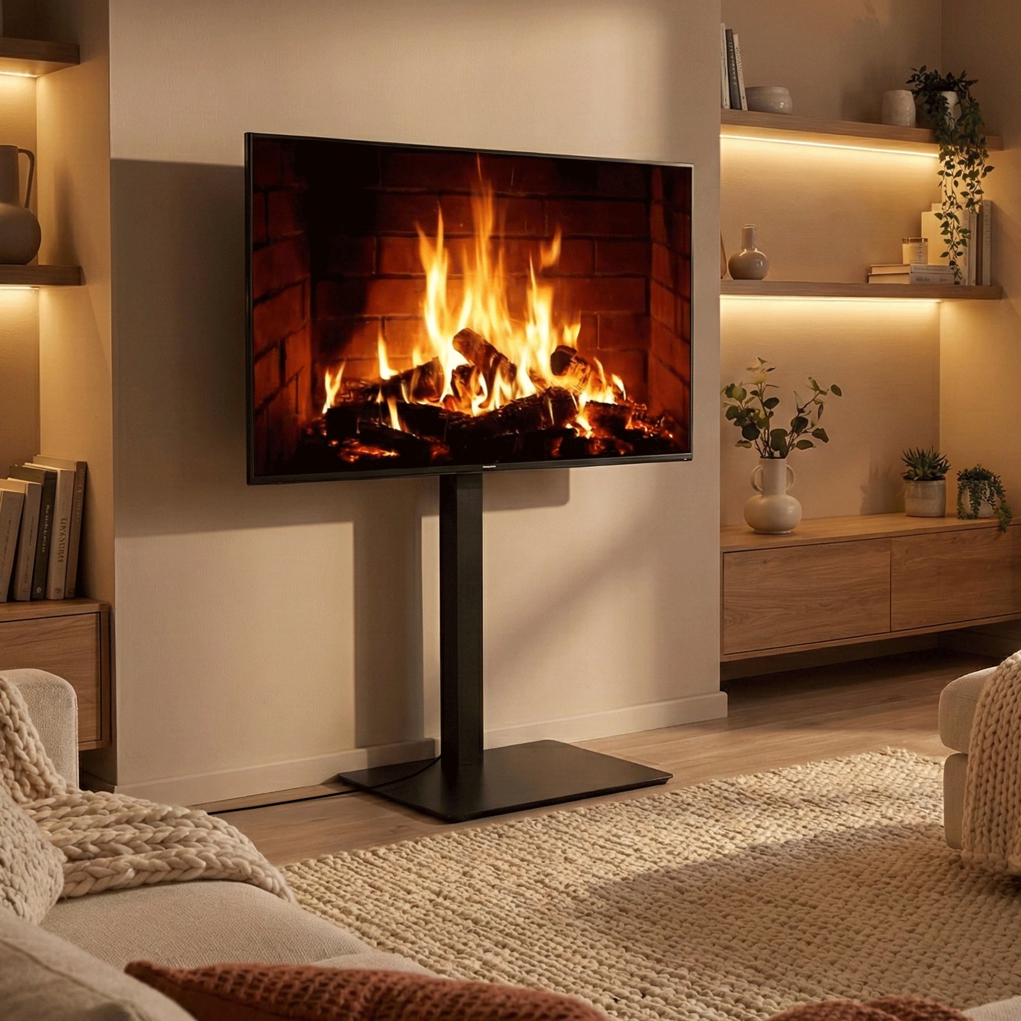TV Standfuß schwarz-matt rund