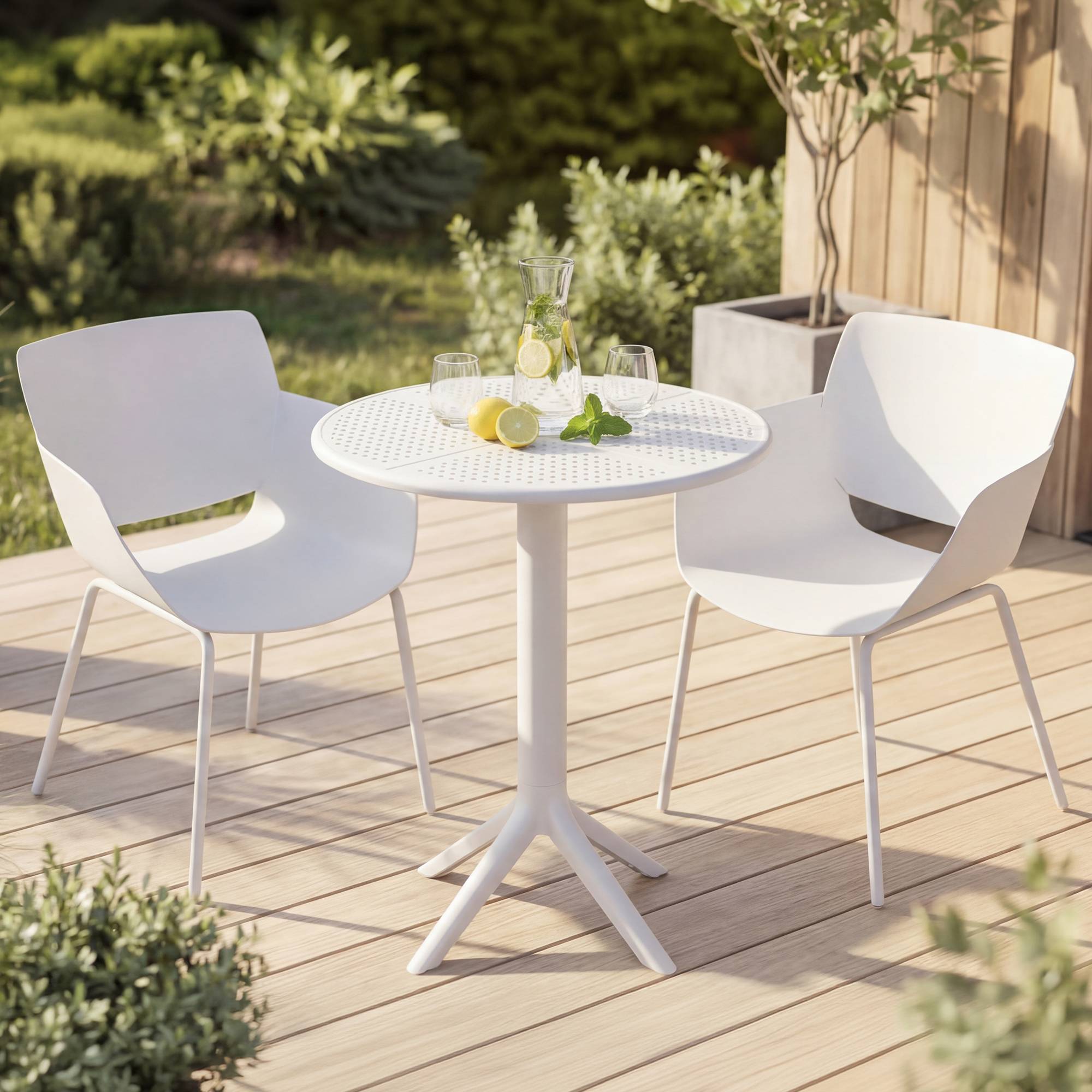 Gartenmöbel-Set Siora mit 2 Stühlen weiß