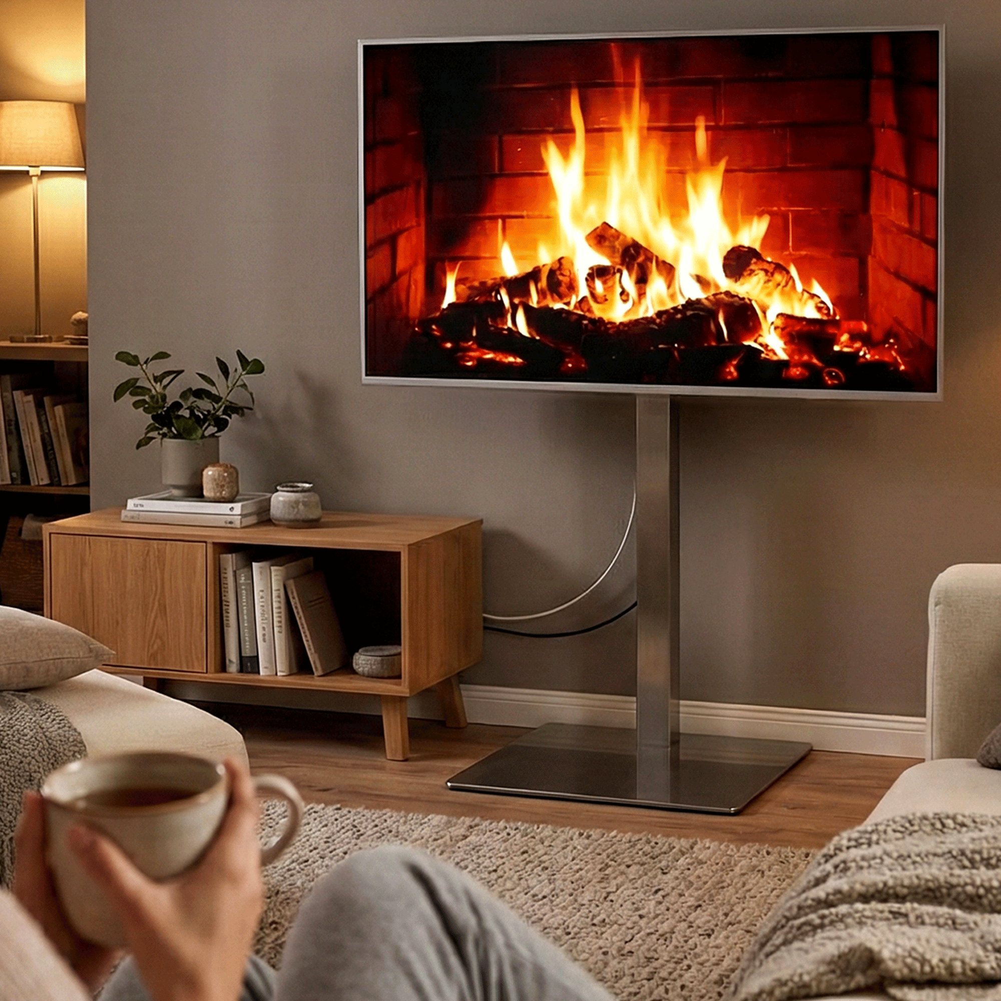 TV Standfuß edelstahl eckig