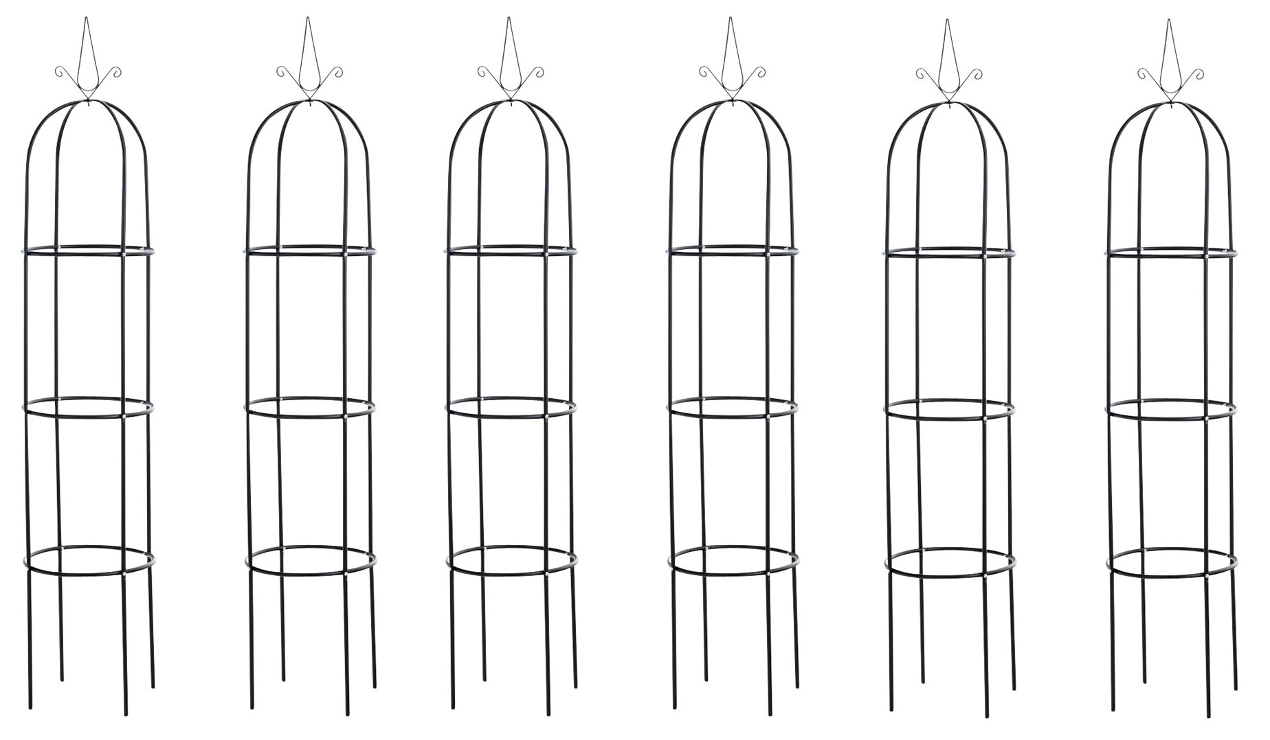 Rosensäule Romantika, Obelisk, Höhe 190 cm, Ø 38cm schwarz 6er Set