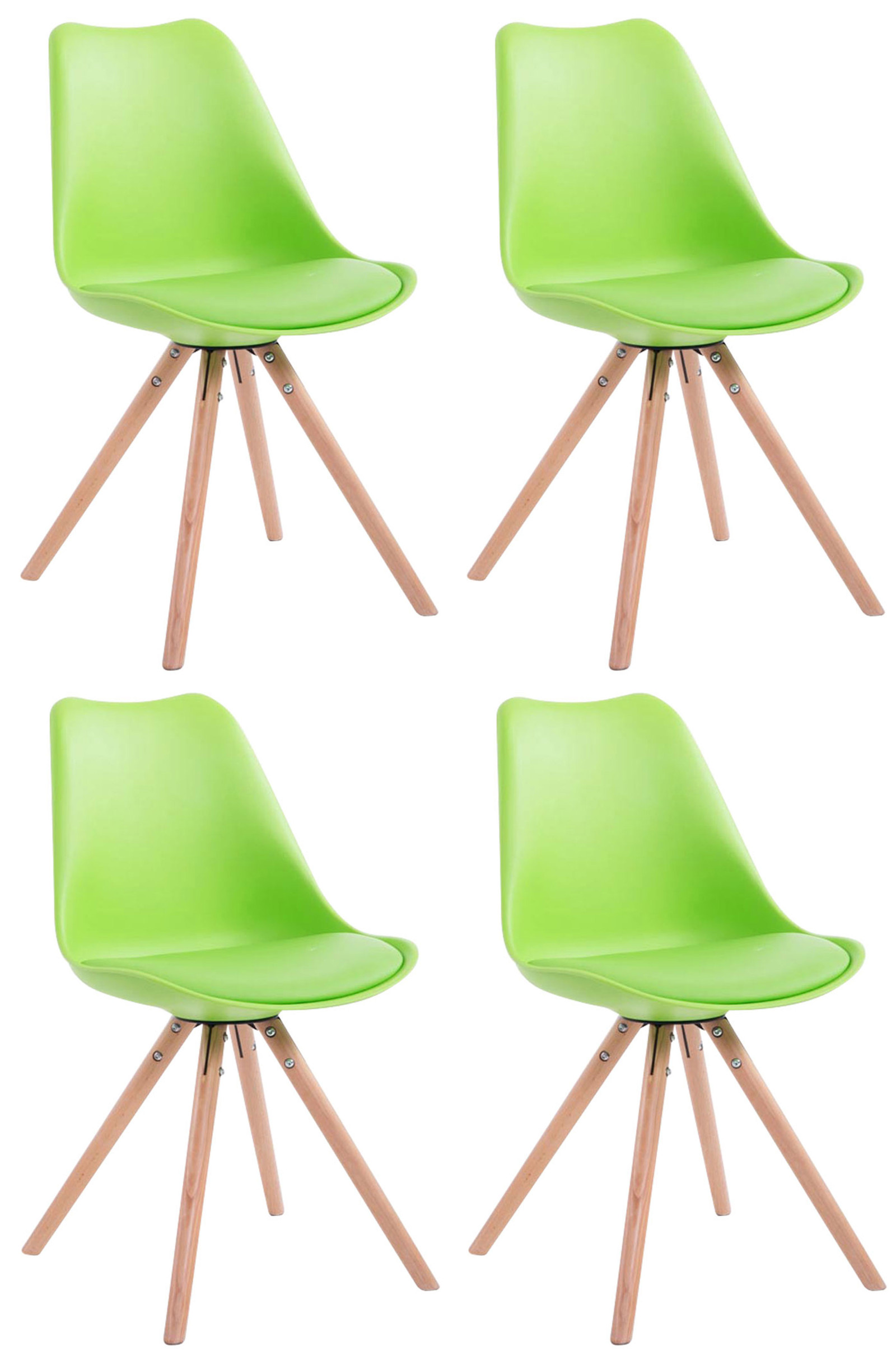 4er Set Stühle Toulouse Kunstleder Rund grün natura