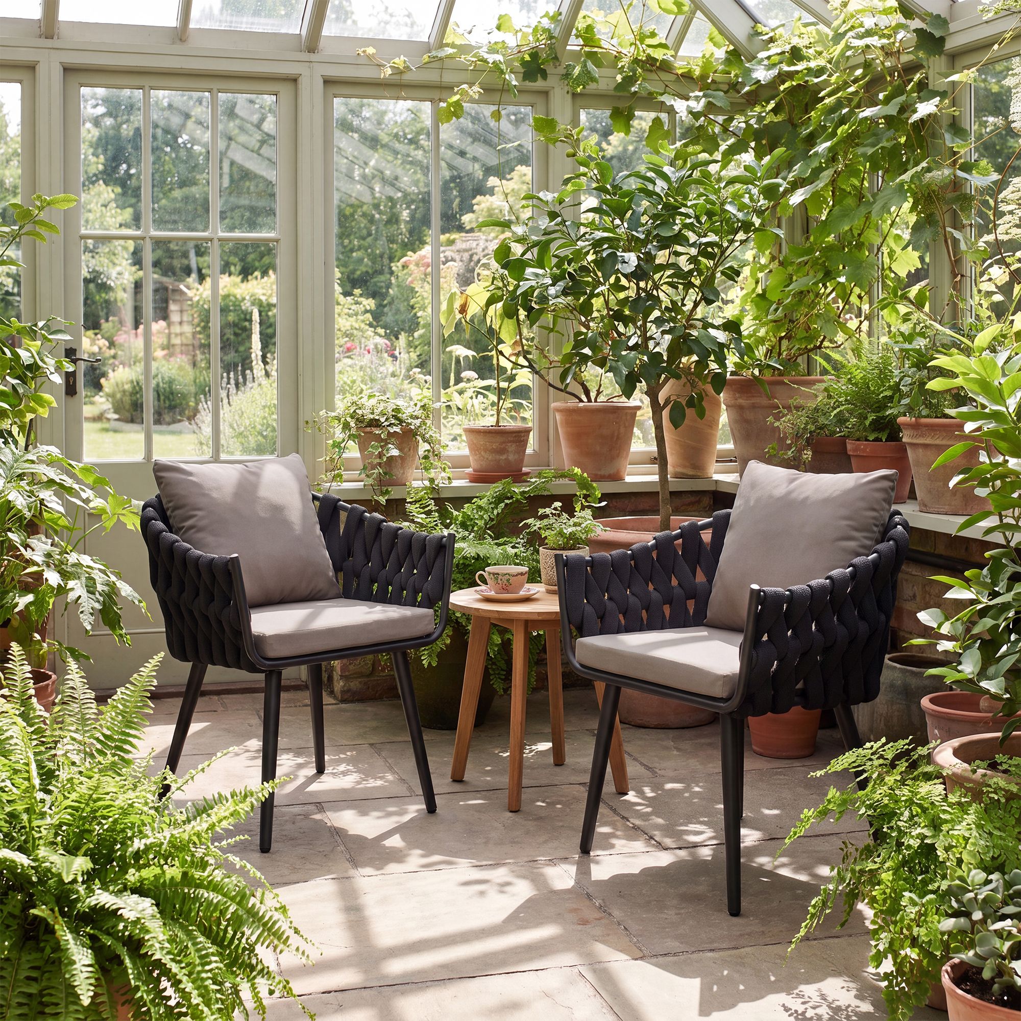 Gartensessel Naxos Anthrazit mit Sitzkissen