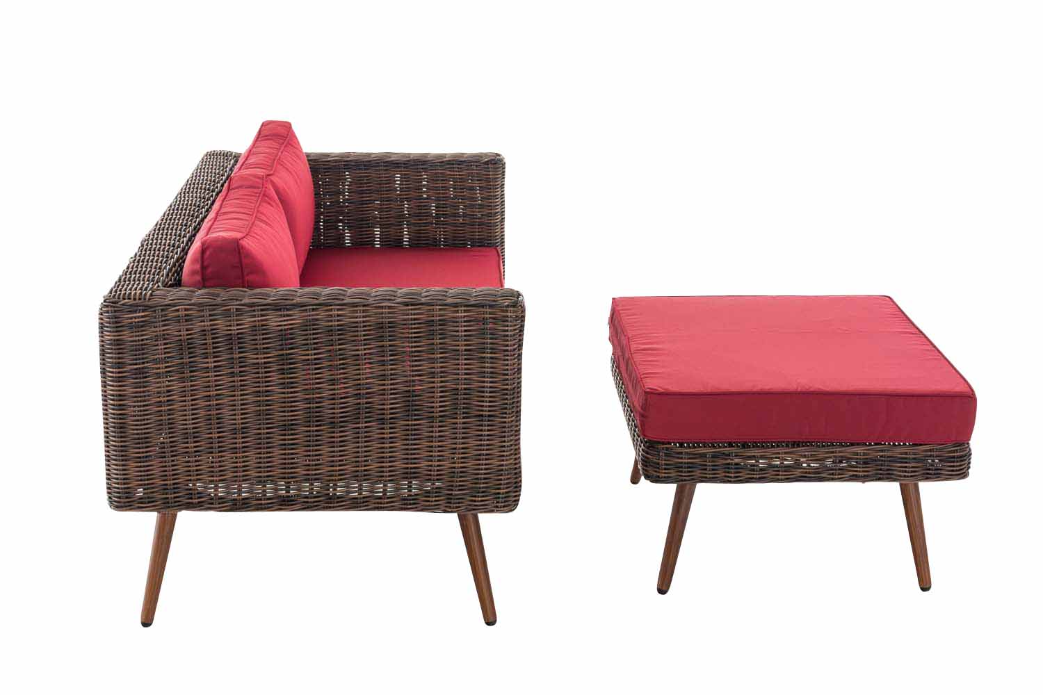 2er Sofa Molde mit Fußhocker 5mm Braun-meliert rubinrot 40 cm (Dunkelbraun)