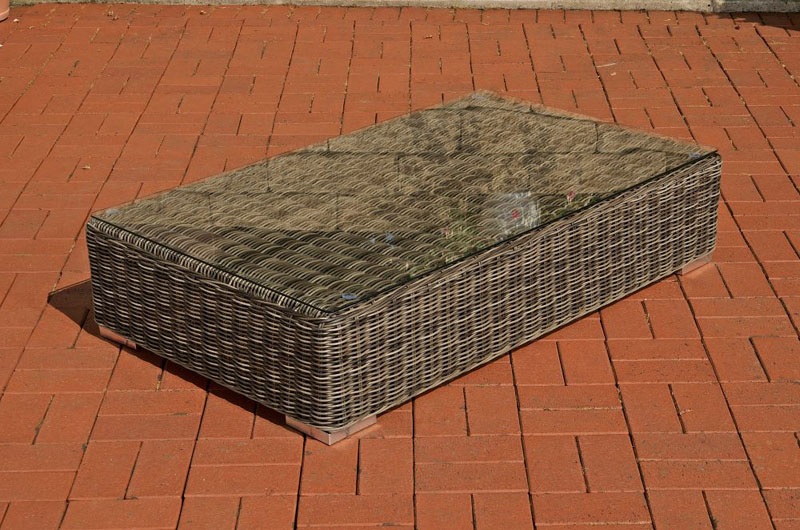 Lounge-Tisch Ariano 100 x 50 cm Rundrattan grau-meliert
