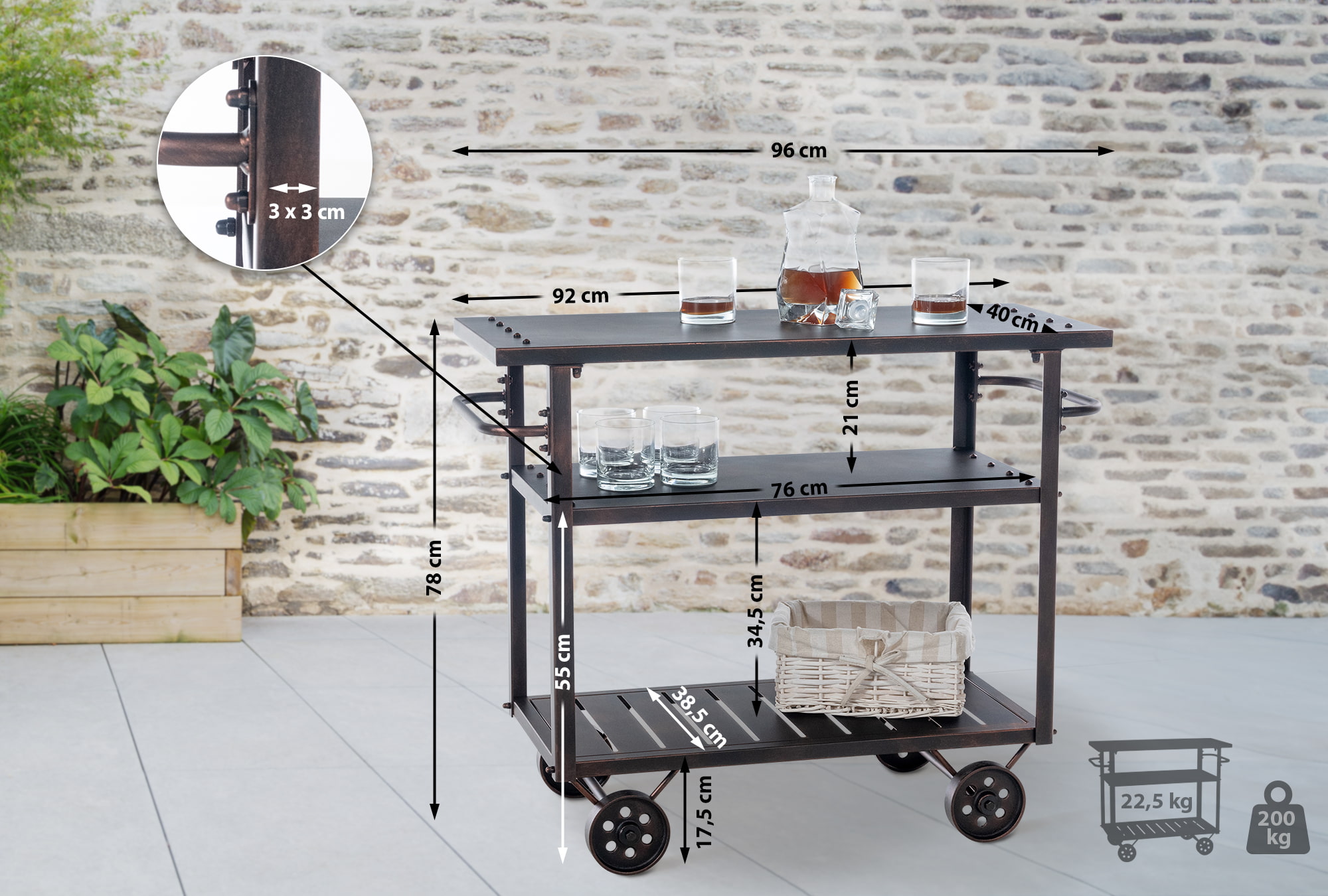 Servierwagen Spring bronze