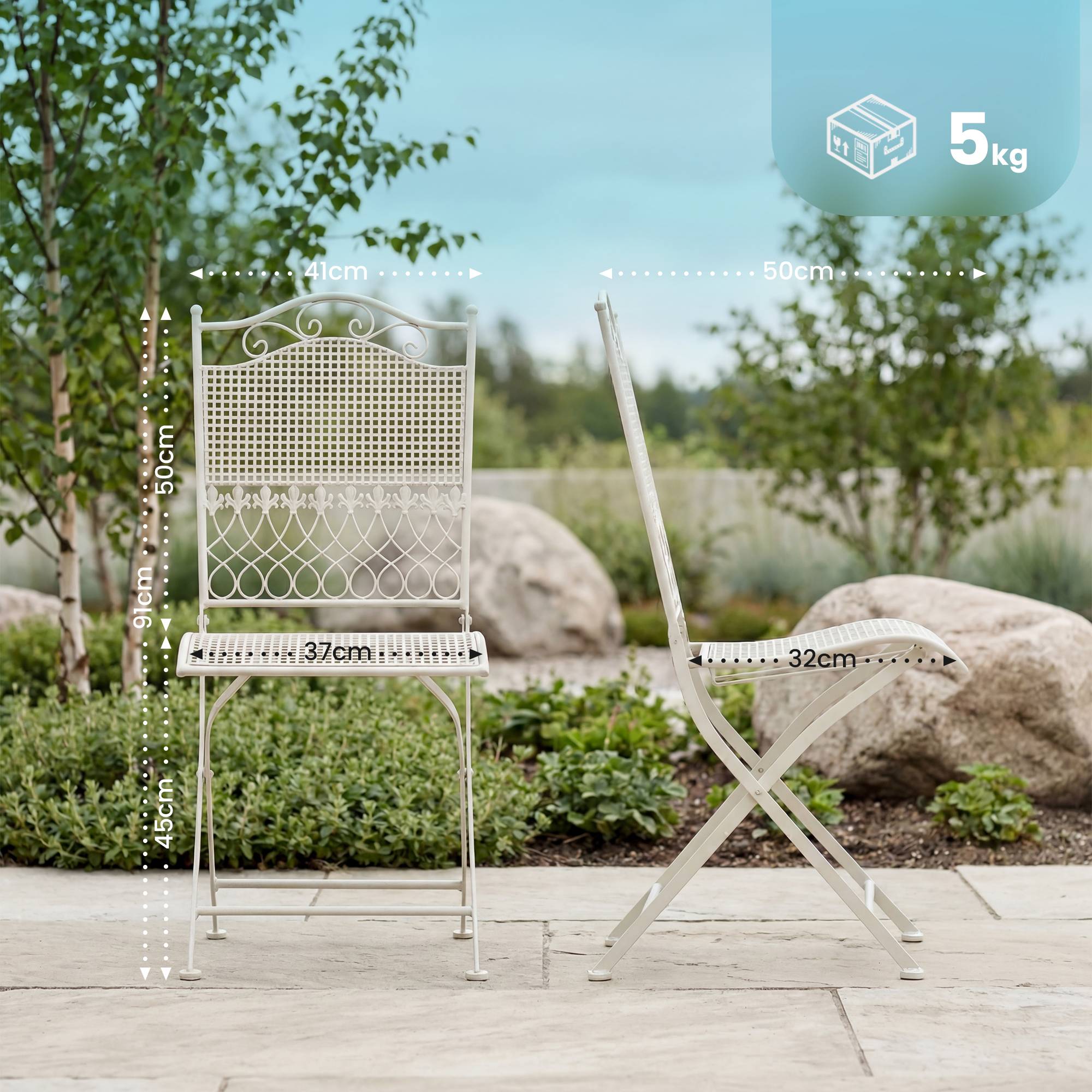 2er Set Gartenstühle Kiran weiß