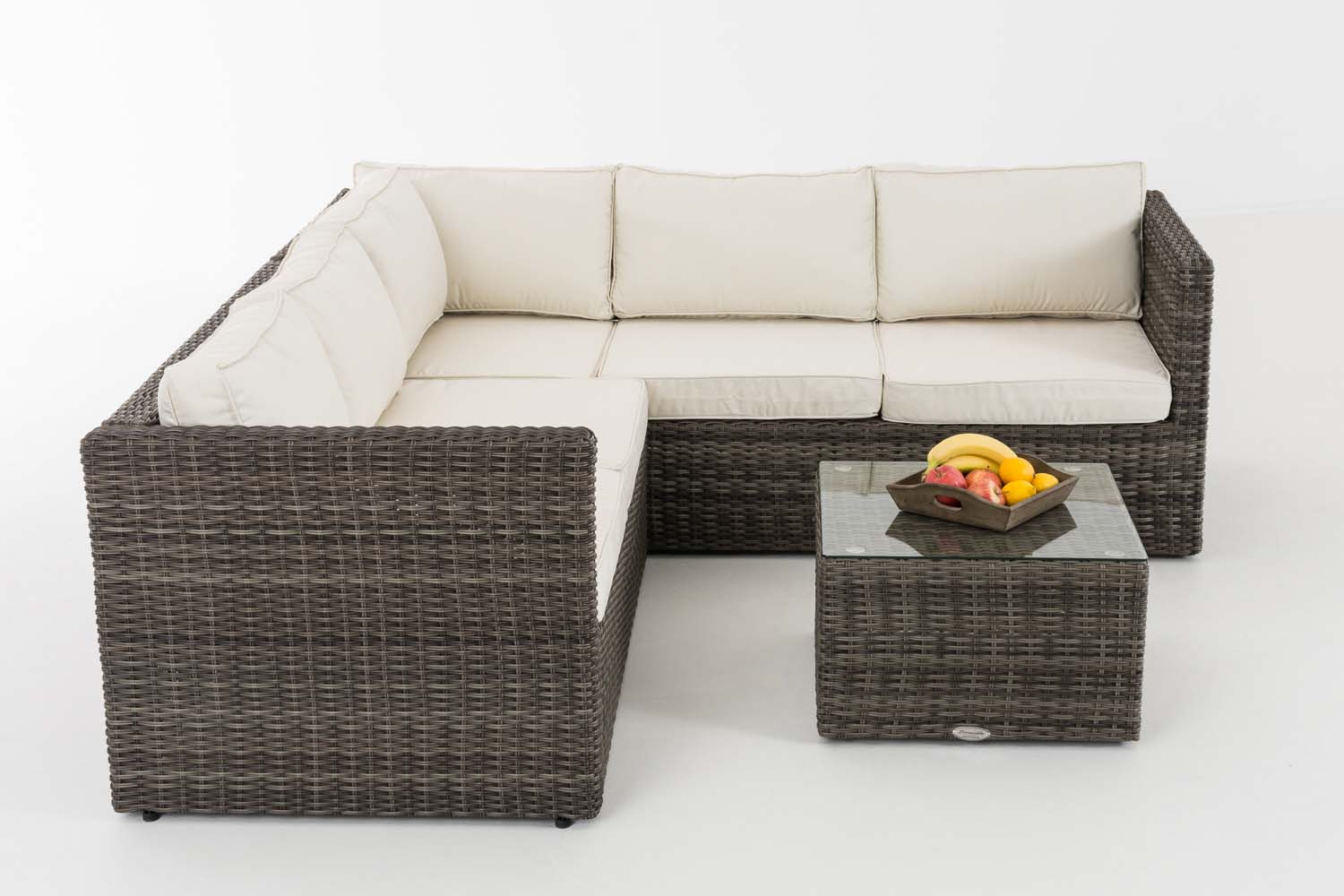 Polyrattan Gartengarnitur Liberi 5mm grau-meliert cremeweiß