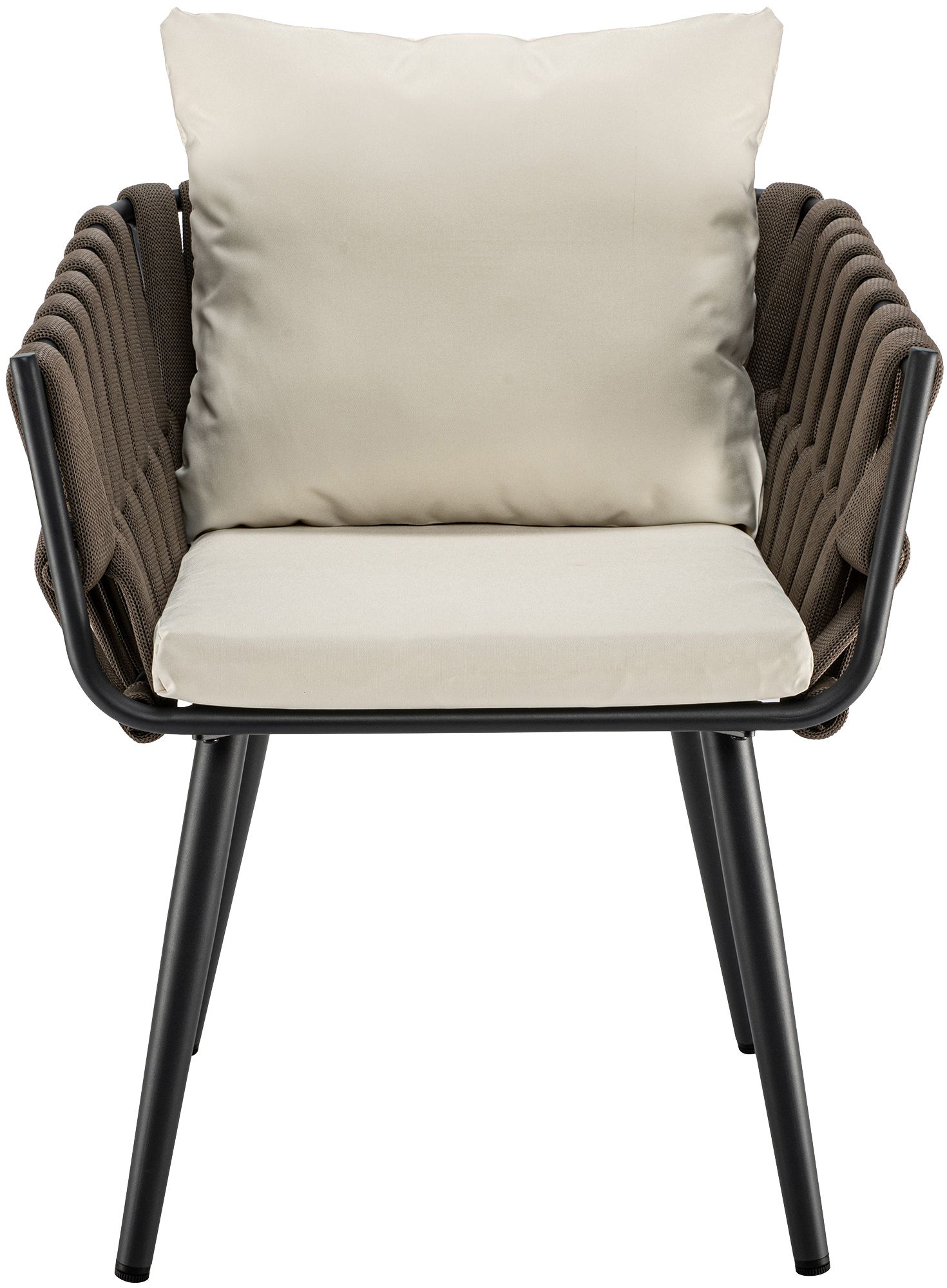 Gartenstuhl Lombardia Taupe mit Sitzkissen creme