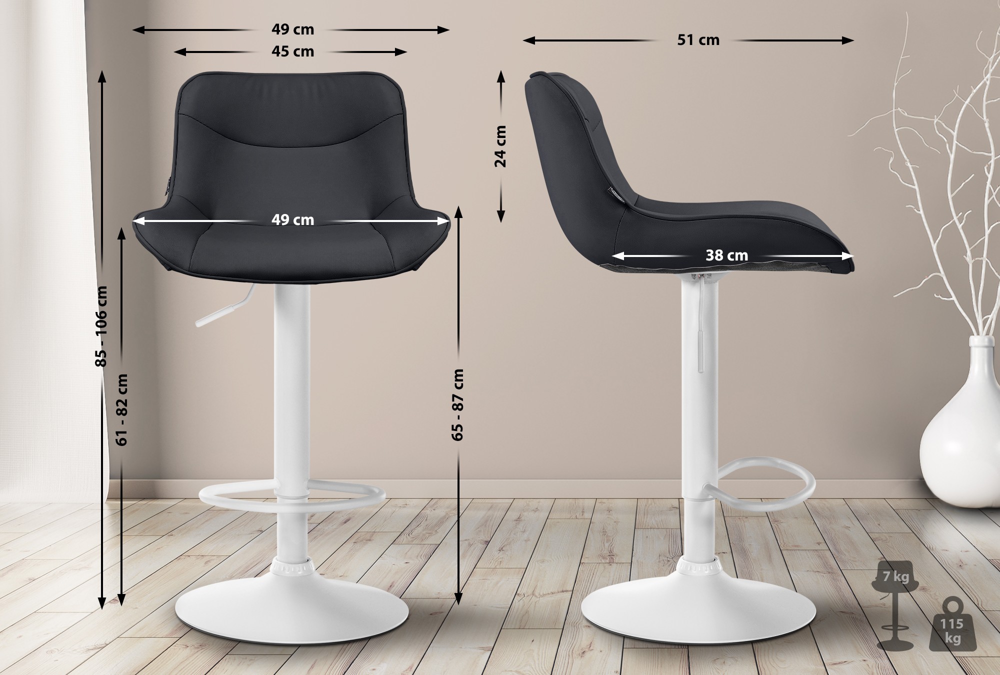 2er Set Barhocker Vonore Kunstleder