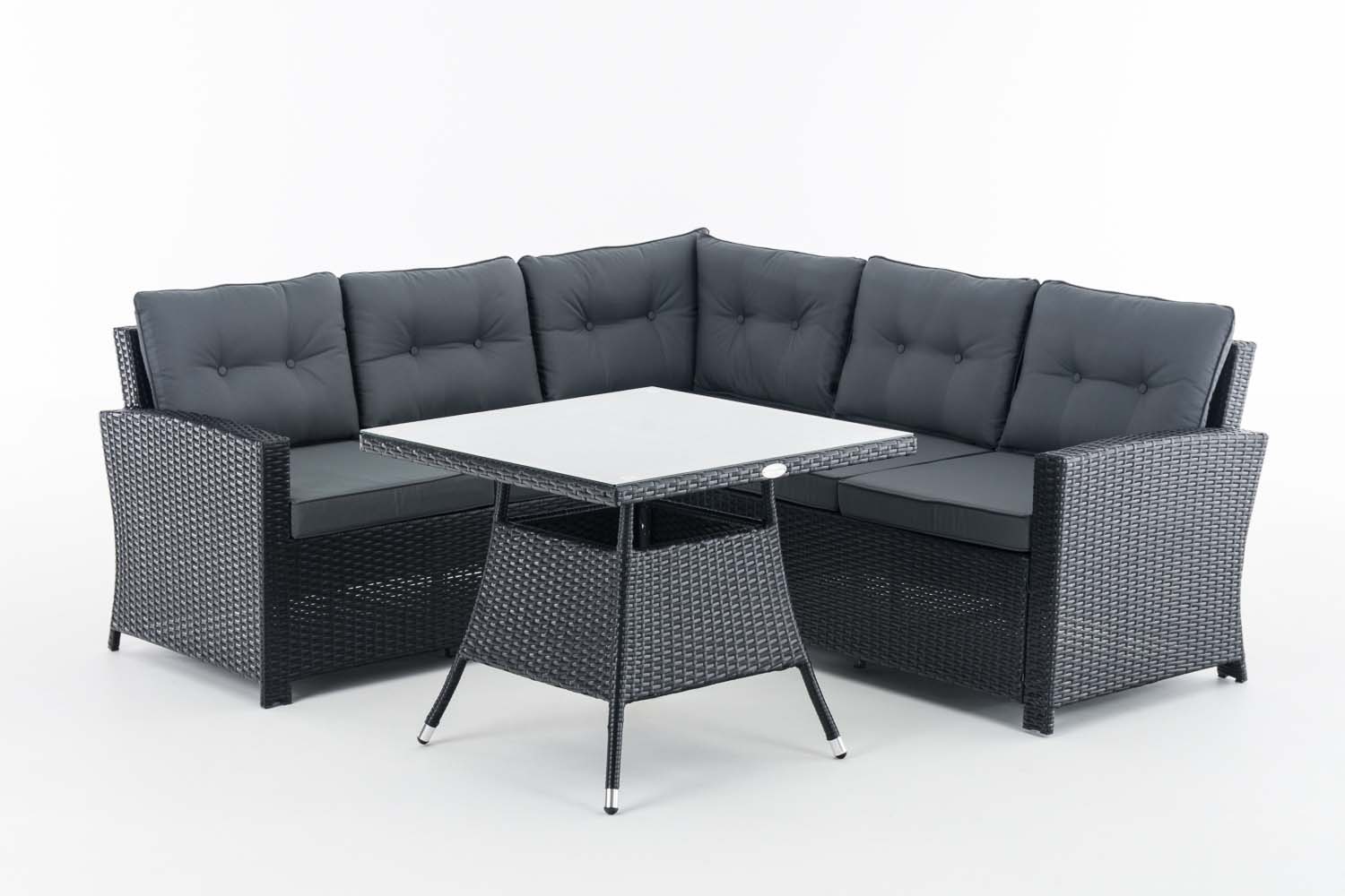 Polyrattan Gartengarnitur Sierra schwarz eisengrau