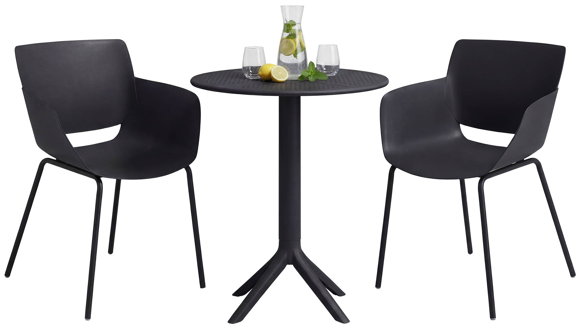 Gartenmöbel-Set Siora mit 2 Stühlen schwarz