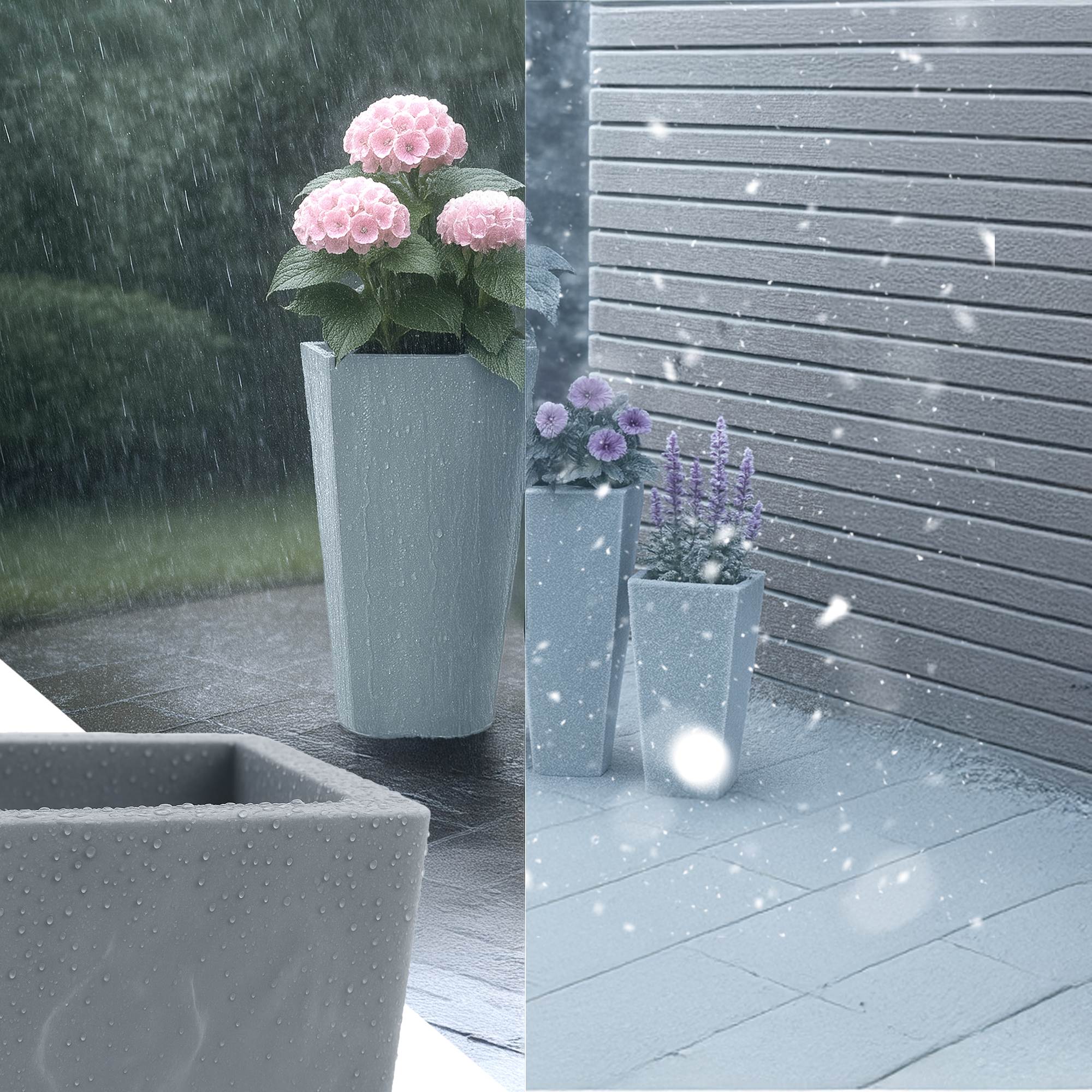 3er Set Pflanzkübel quadratisch 2 grau