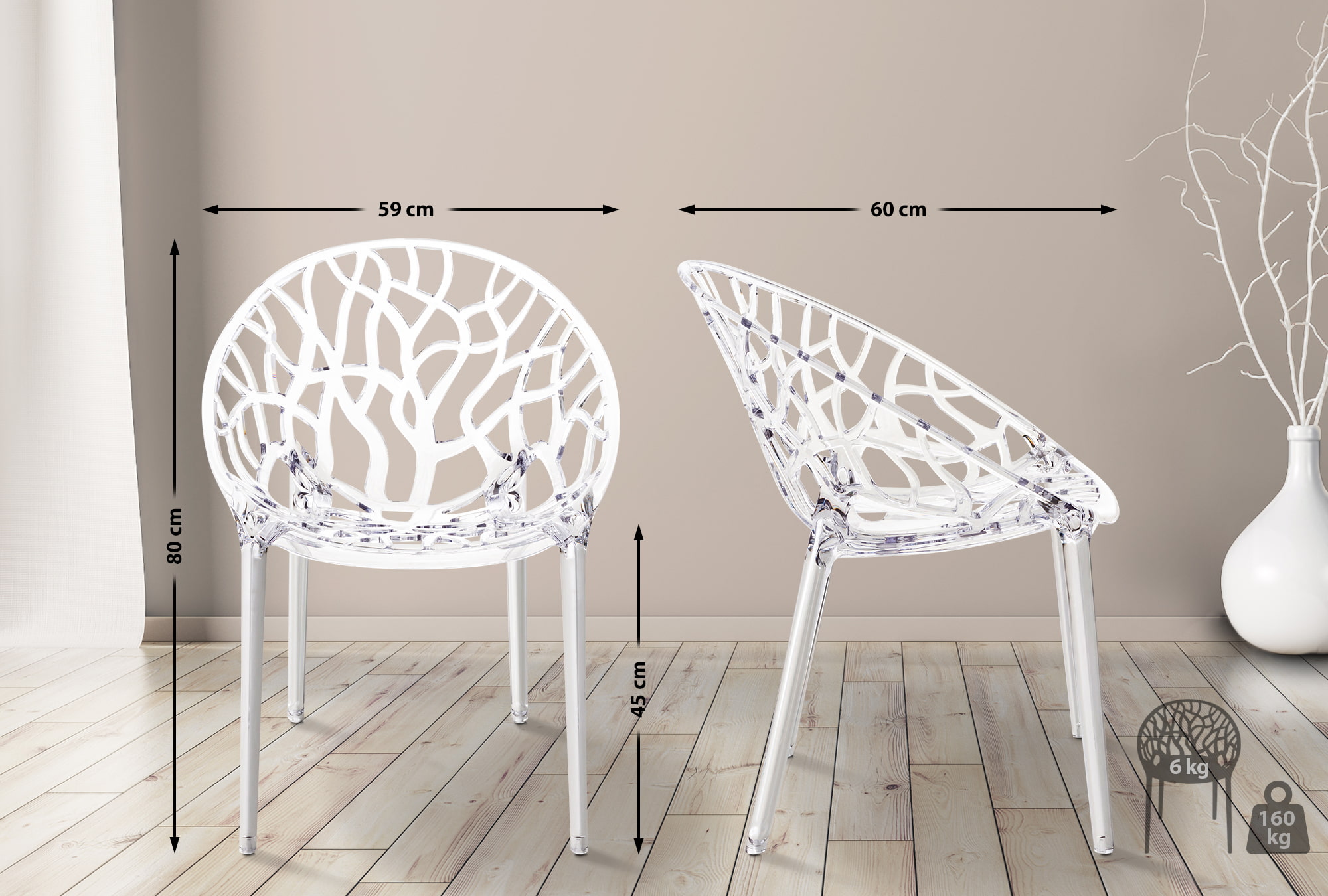 2er Set XXL Gartenstuhl Crystal
