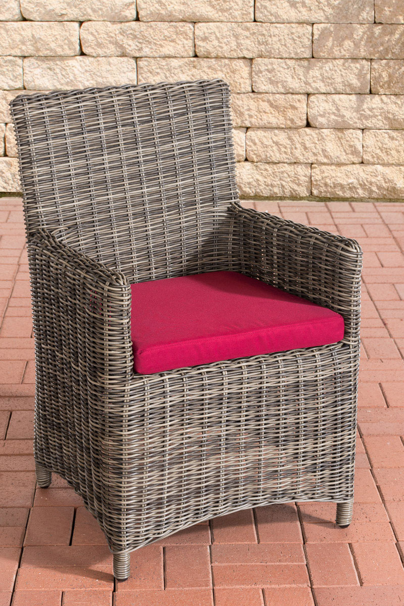 Polyrattan Gartenstuhl Fontana 5mm grau-meliert rubinrot
