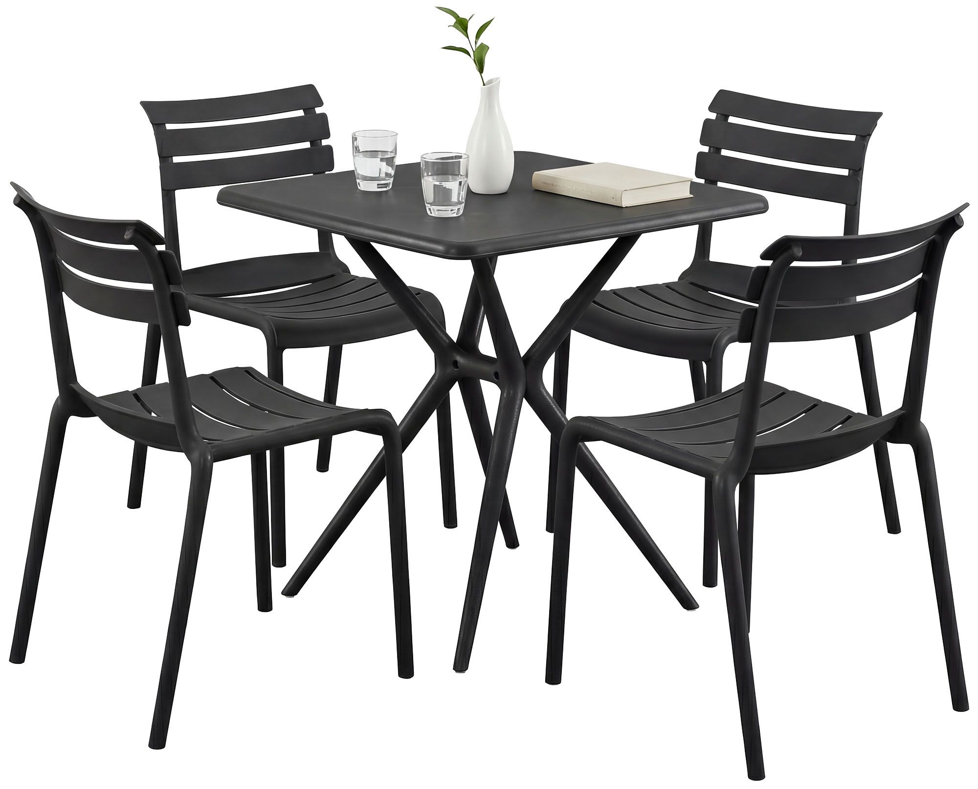 Gartenmöbel-Set Vela mit 4 Stühlen schwarz
