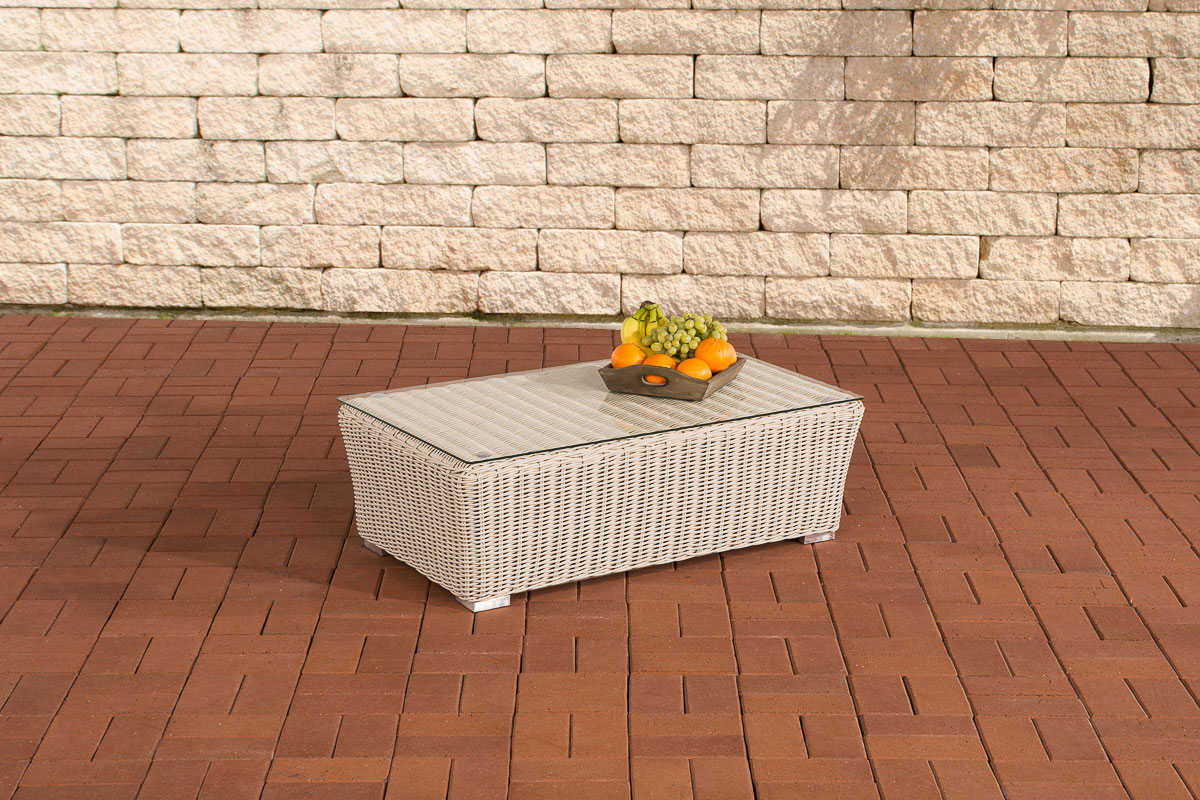 Polyrattan Glastisch Mandal 5mm perlweiß