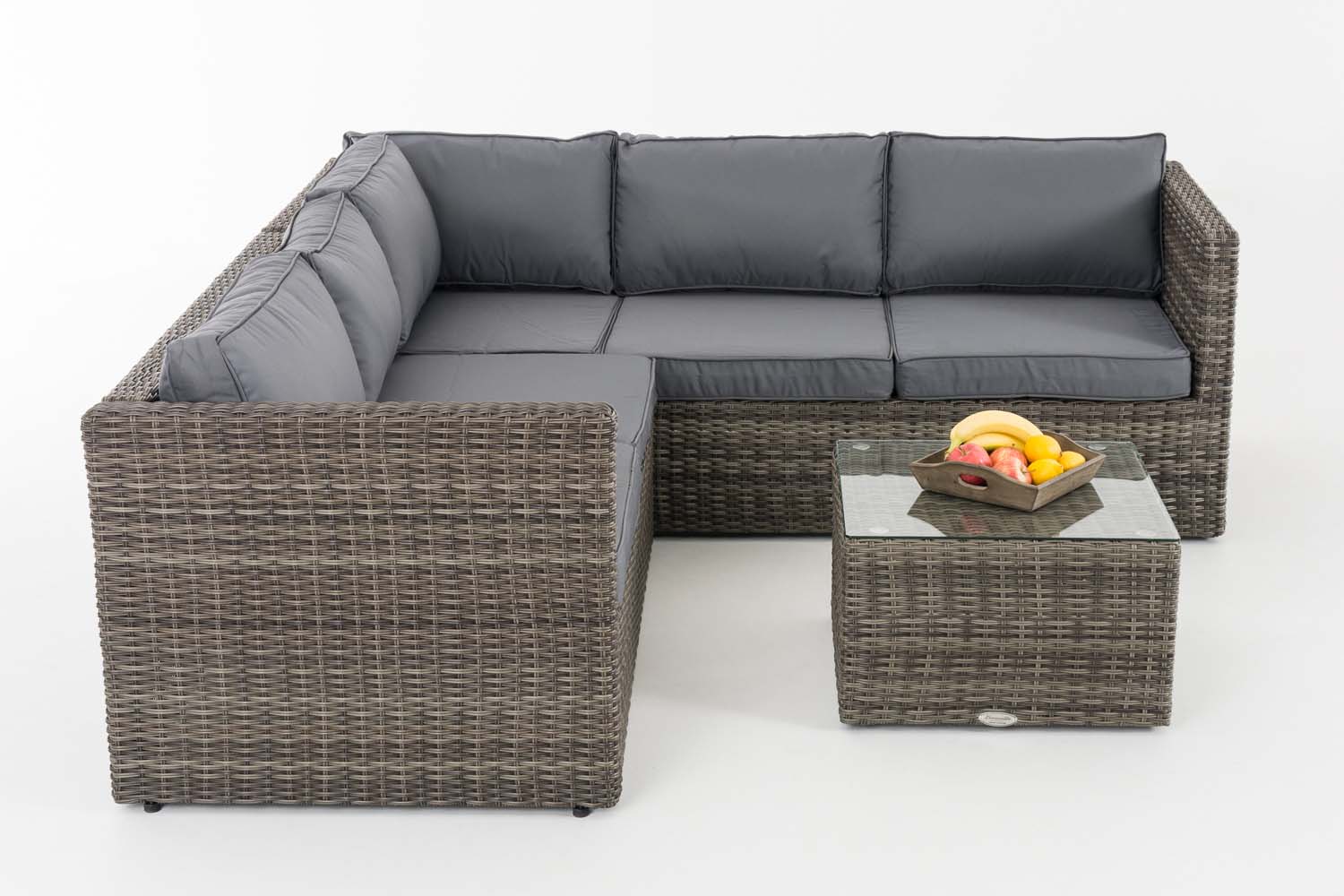 Polyrattan Gartengarnitur Liberi 5mm grau-meliert eisengrau