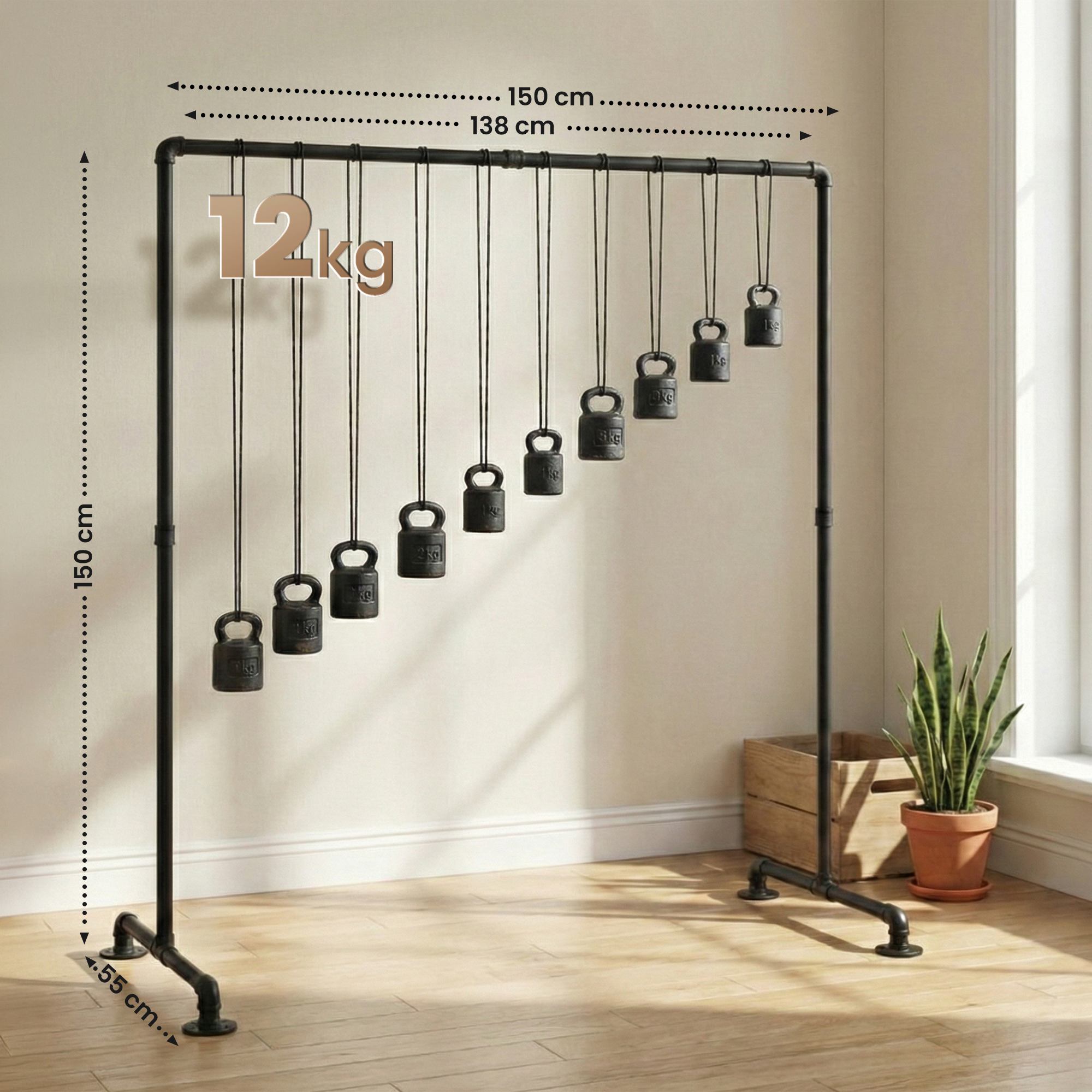 Kleiderständer Jersey schwarz 150 cm
