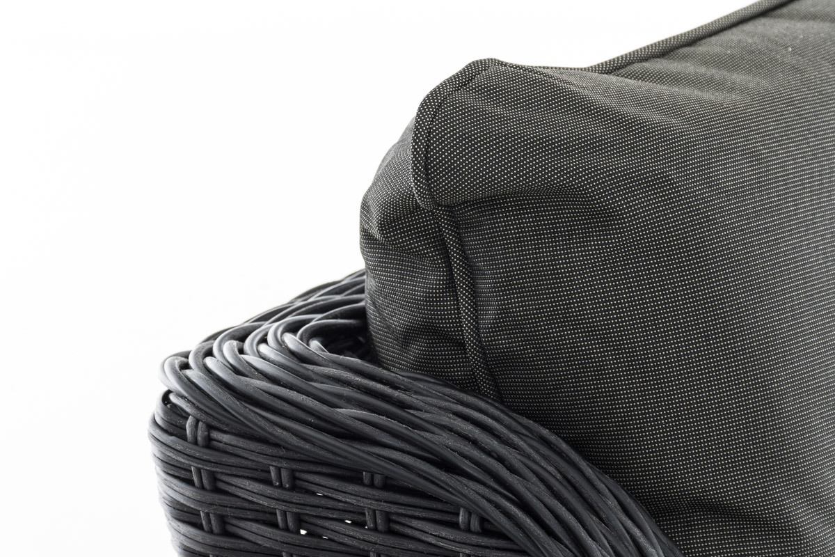 Polyrattan Verstellbarer Sessel Breno inkl. Fußhocker schwarz anthrazit