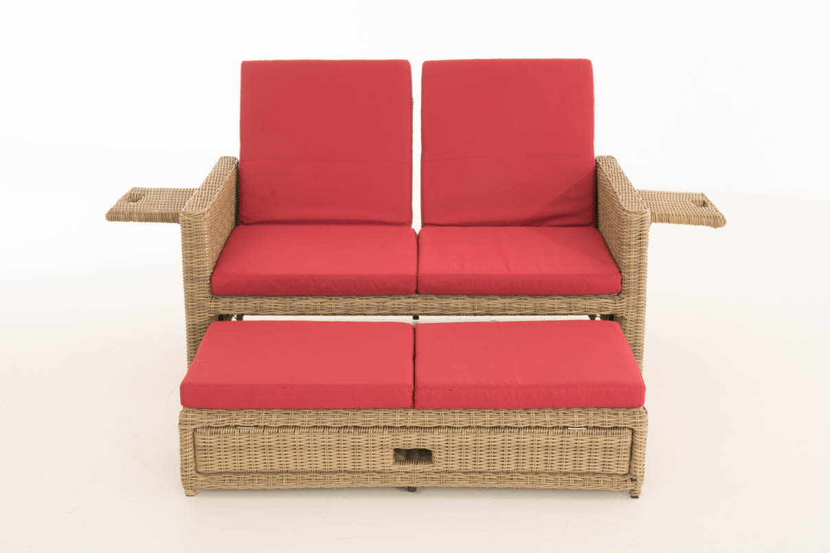 Polyrattan Sofa Ancona 5mm natura rubinrot