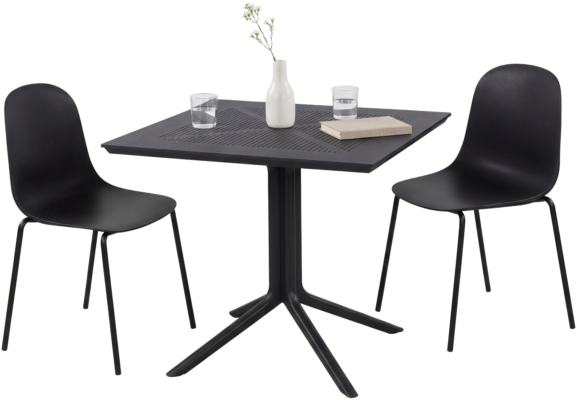 Gartenmöbel-Set Zeron mit 2 Stühlen schwarz