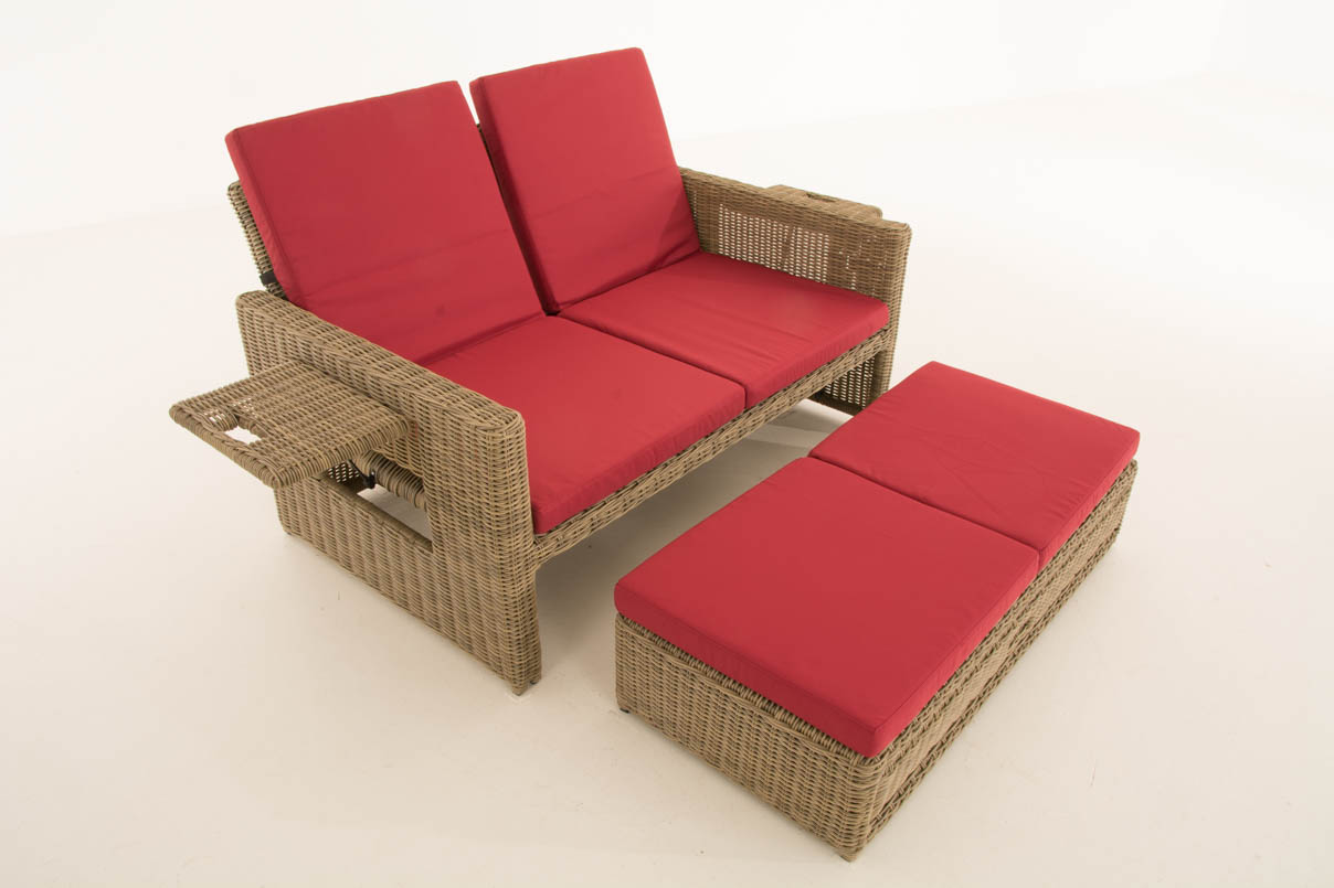 Polyrattan Sofa Ancona 5mm natura rubinrot
