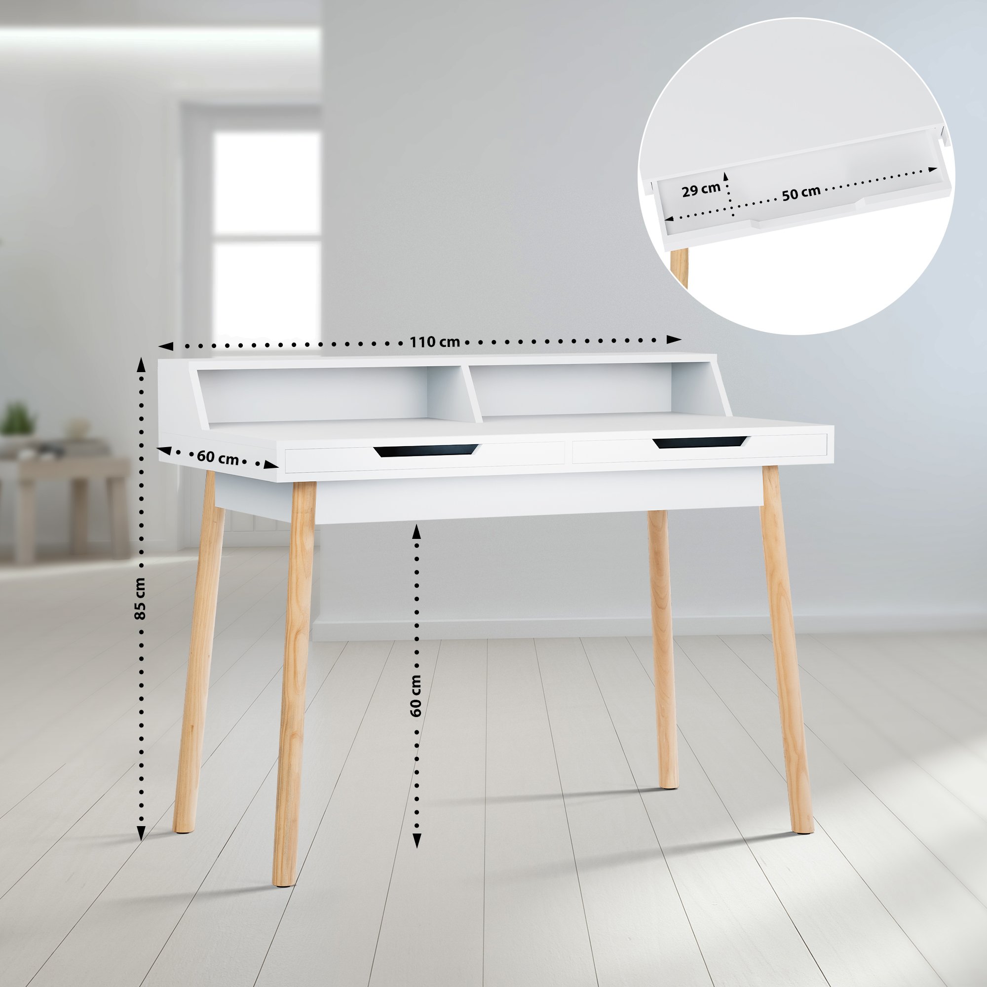 Schreibtisch Eaton weiß 110 cm