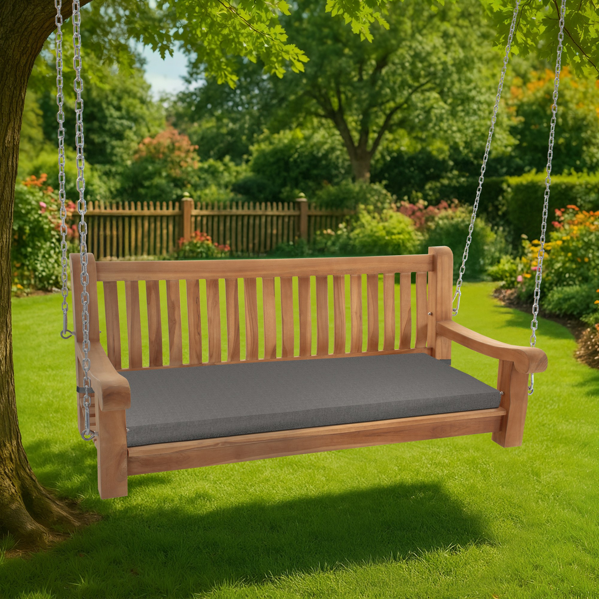 Schaukelbank wetterfest Joyce mit Sitzkissen dunkelgrau 136x48x8 cm