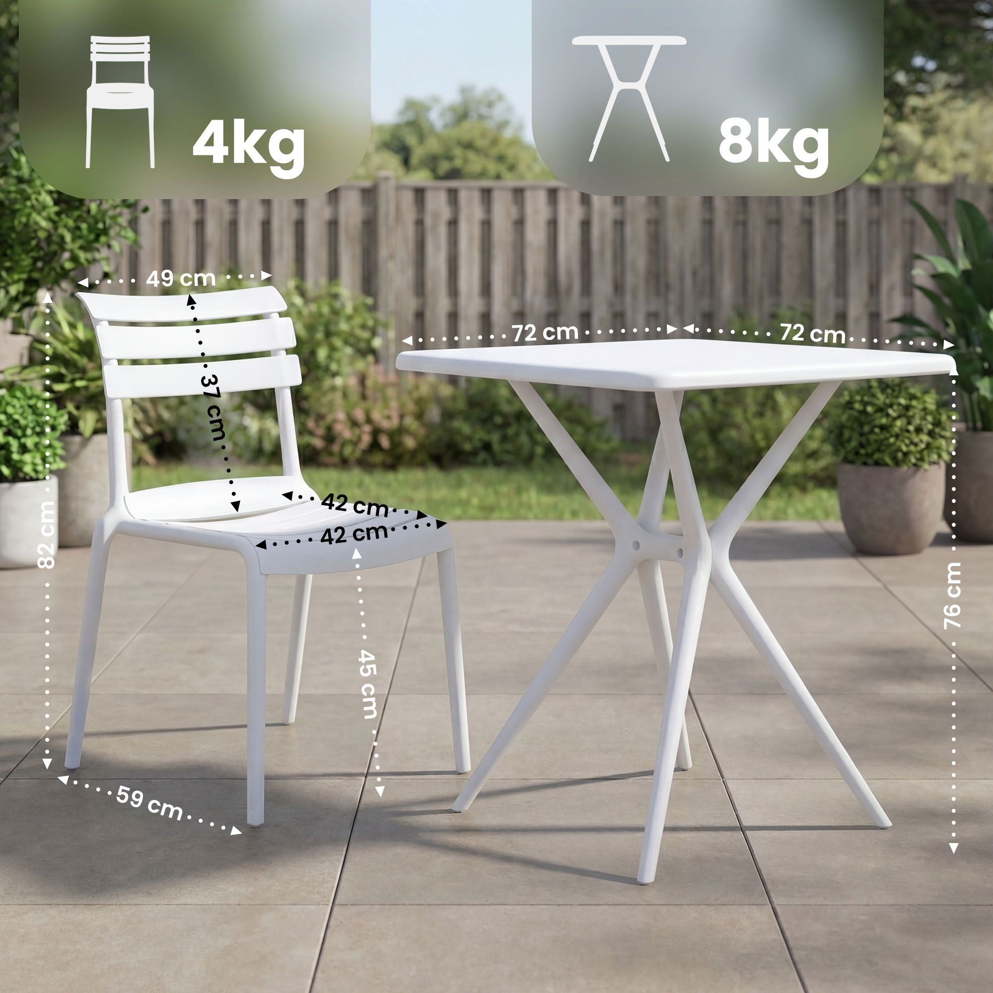 Gartenmöbel-Set Vela mit 4 Stühlen weiß