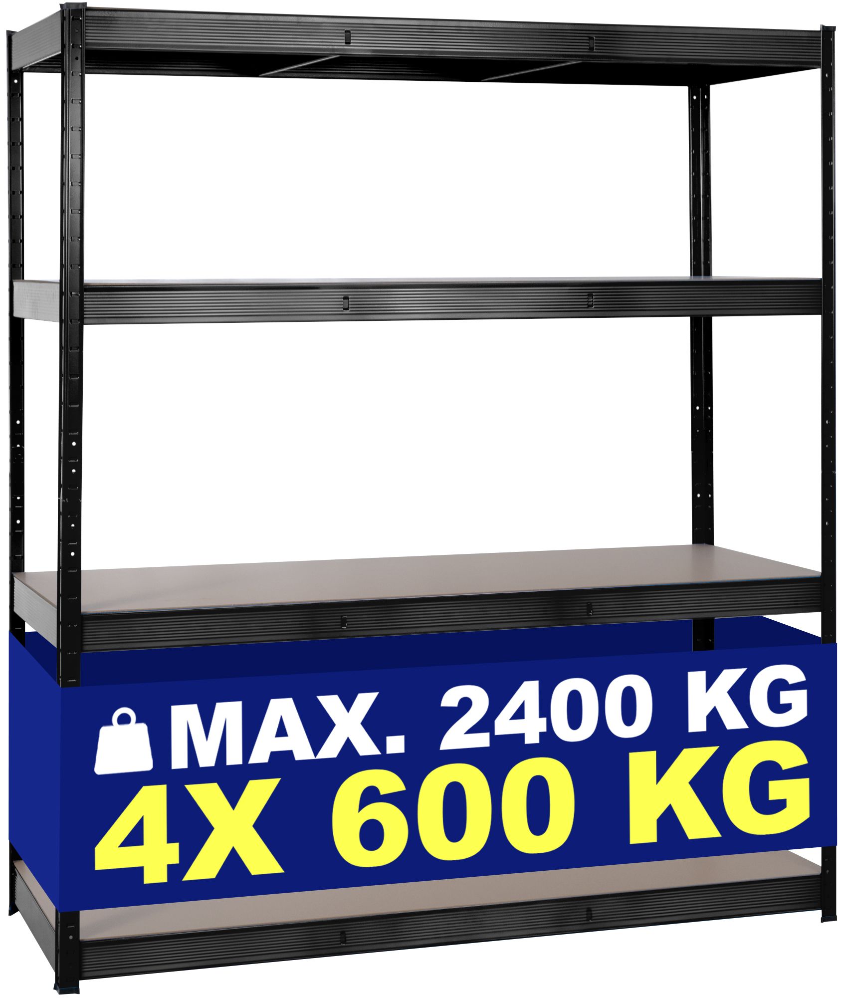 Schwerlastregal 160 x 60 x 180 cm schwarz
