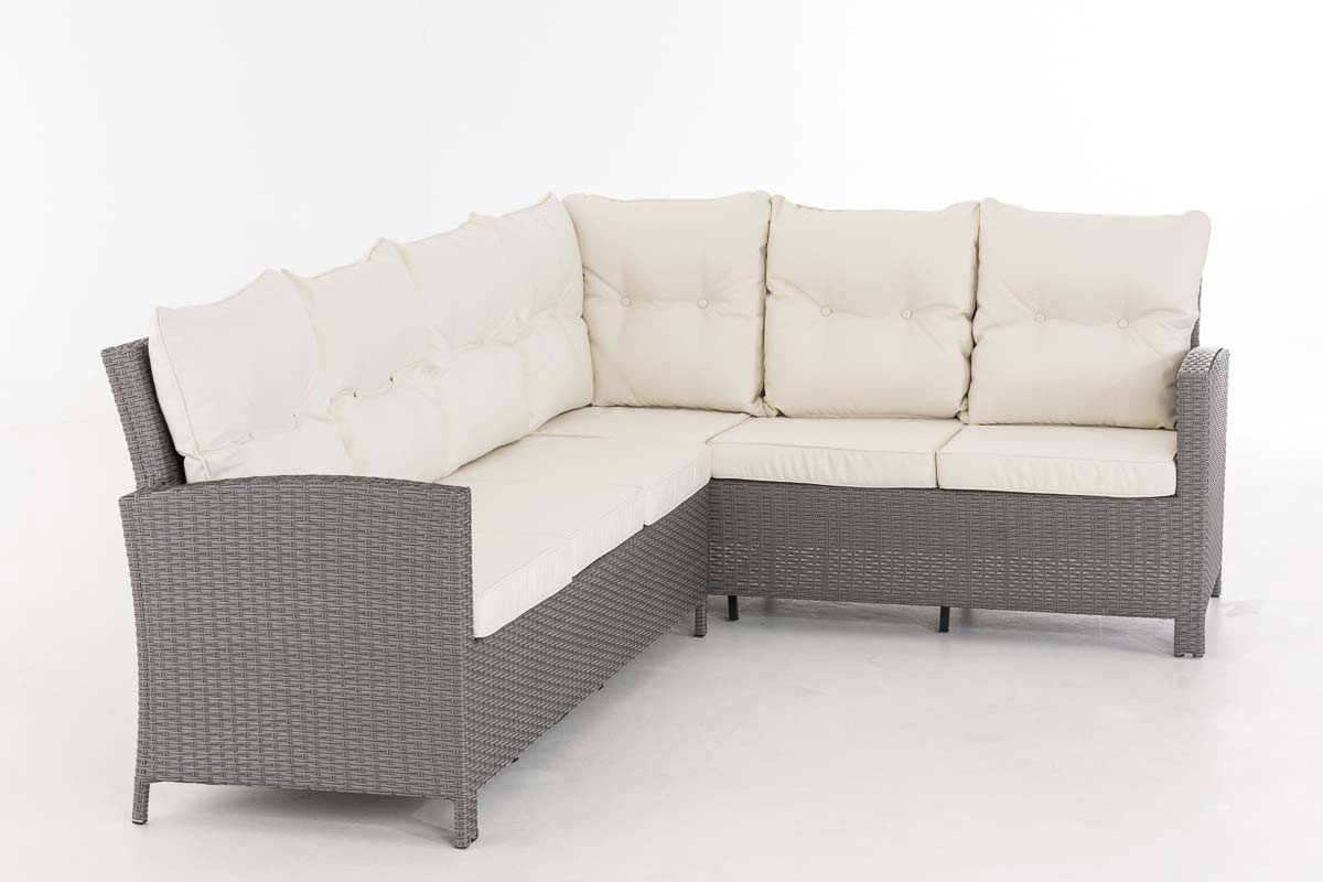 Polyrattan L Garnitur Minari ohne Tisch grau cremeweiß