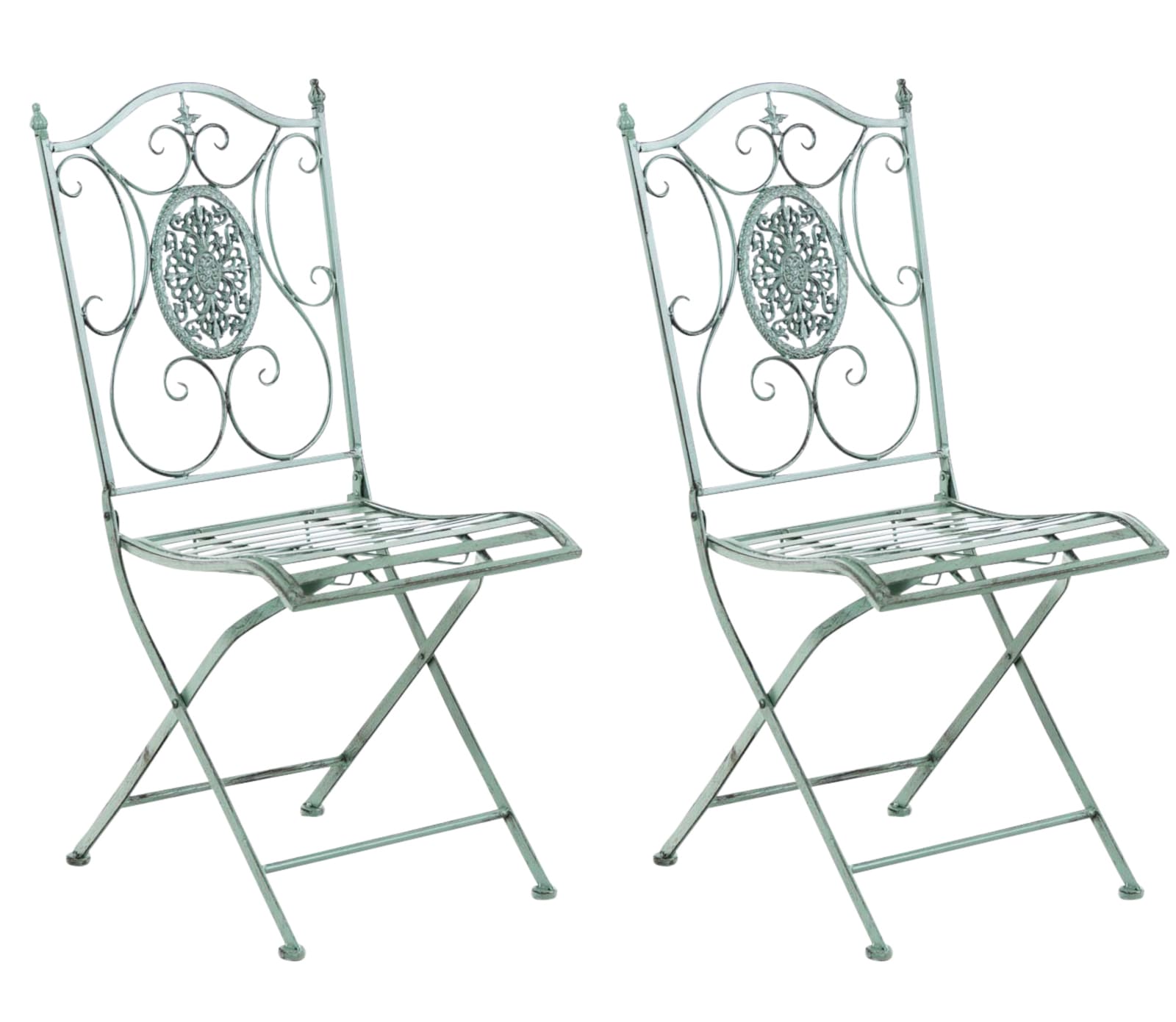2er Set Klappstühle Sibell antik-grün