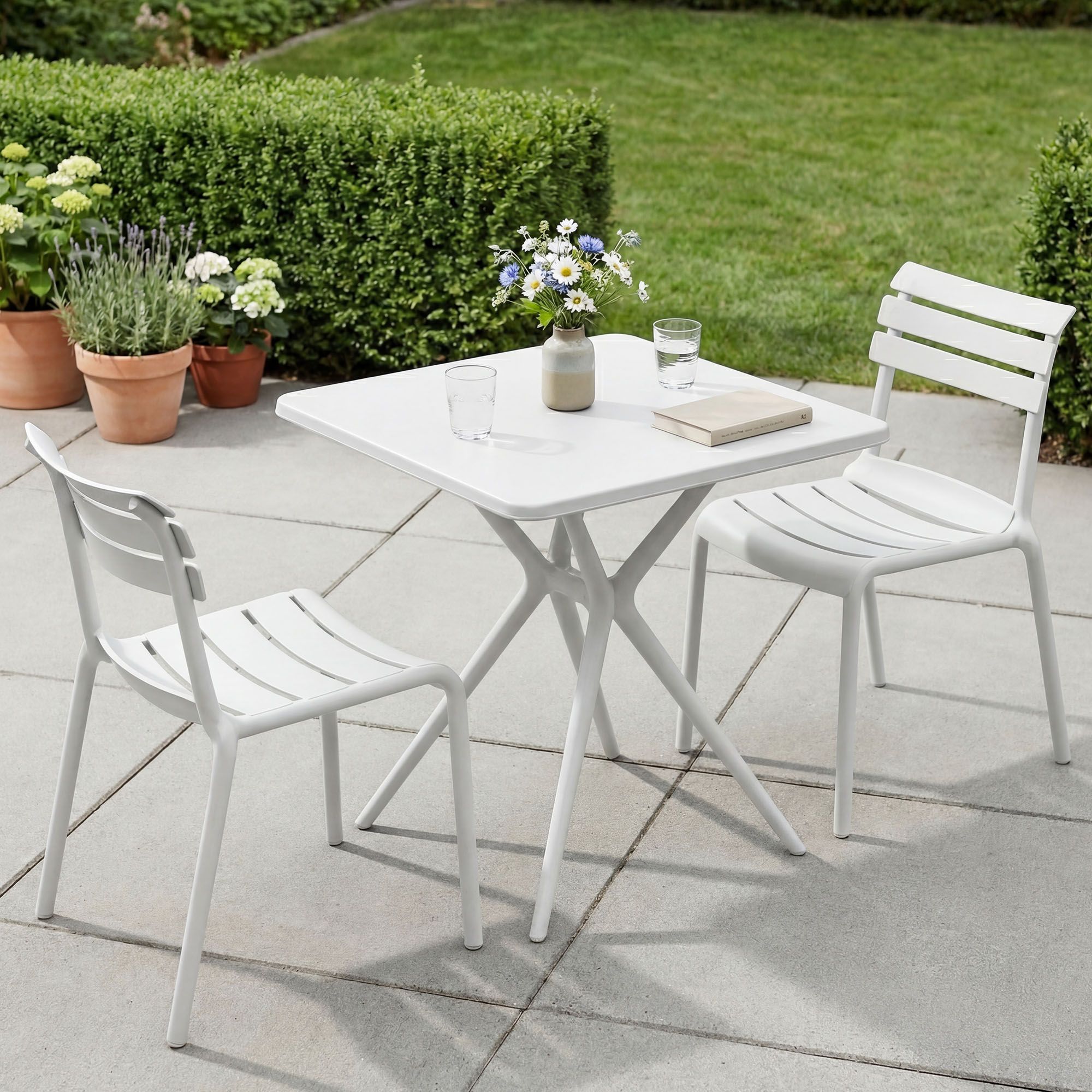 Gartenmöbel-Set Vela mit 2 Stühlen weiß