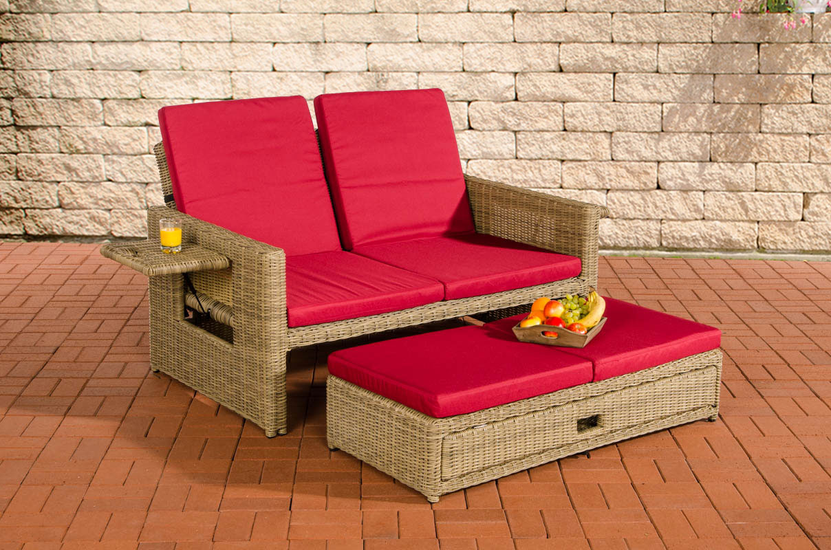 Polyrattan Sofa Ancona 5mm natura rubinrot