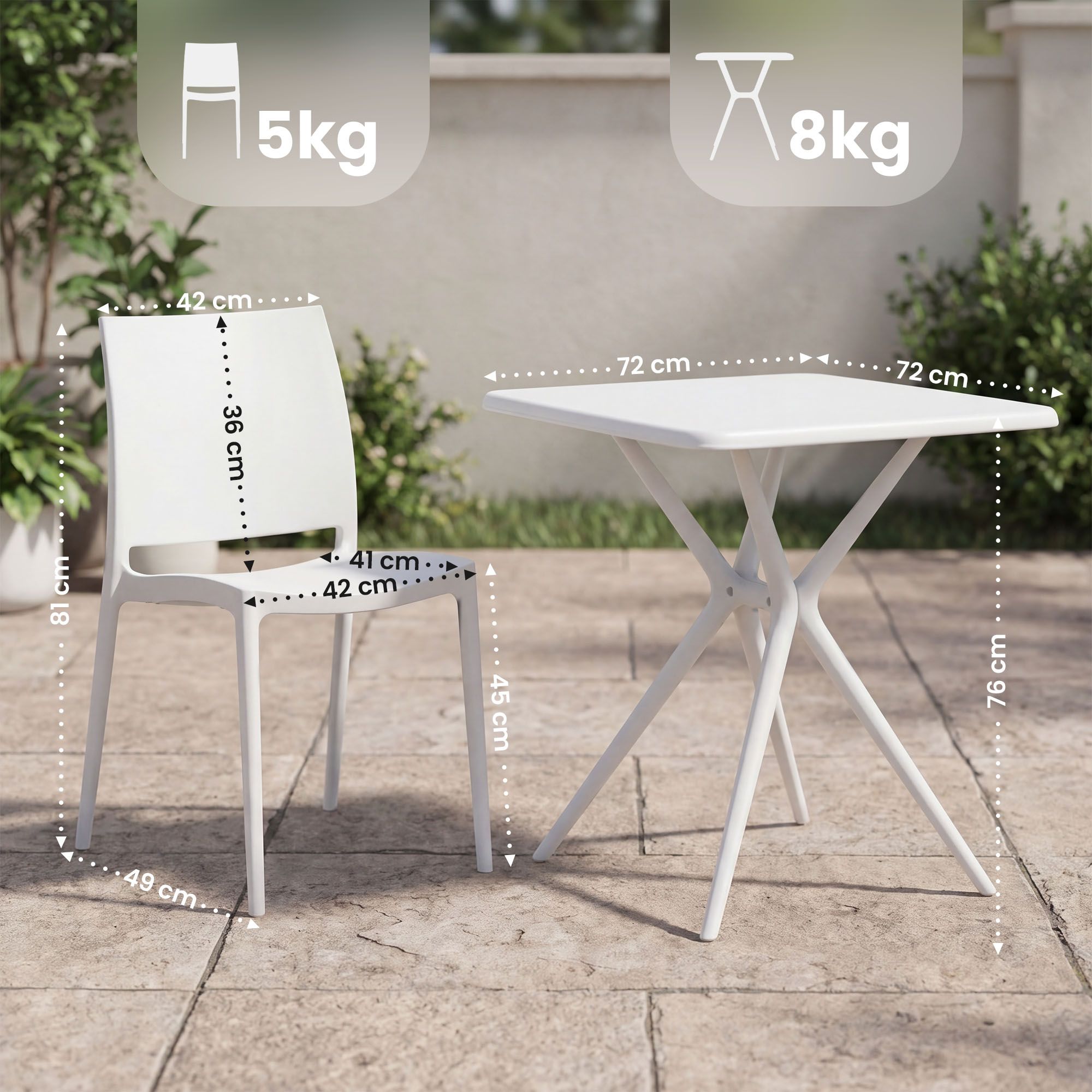Gartenmöbel-Set Amino mit 2 Stühlen weiß
