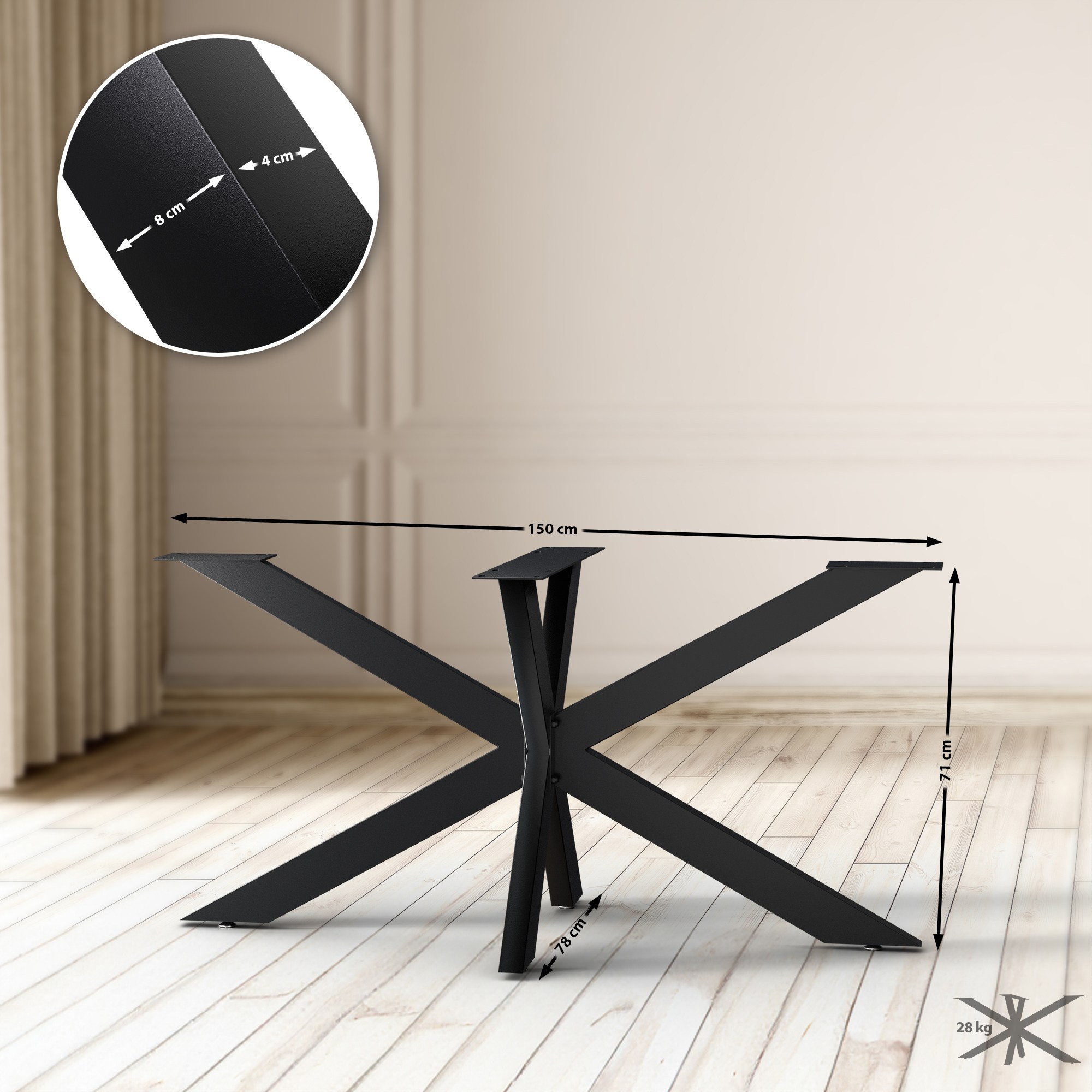 Tischbeine Biloxi schwarz 150x78 cm