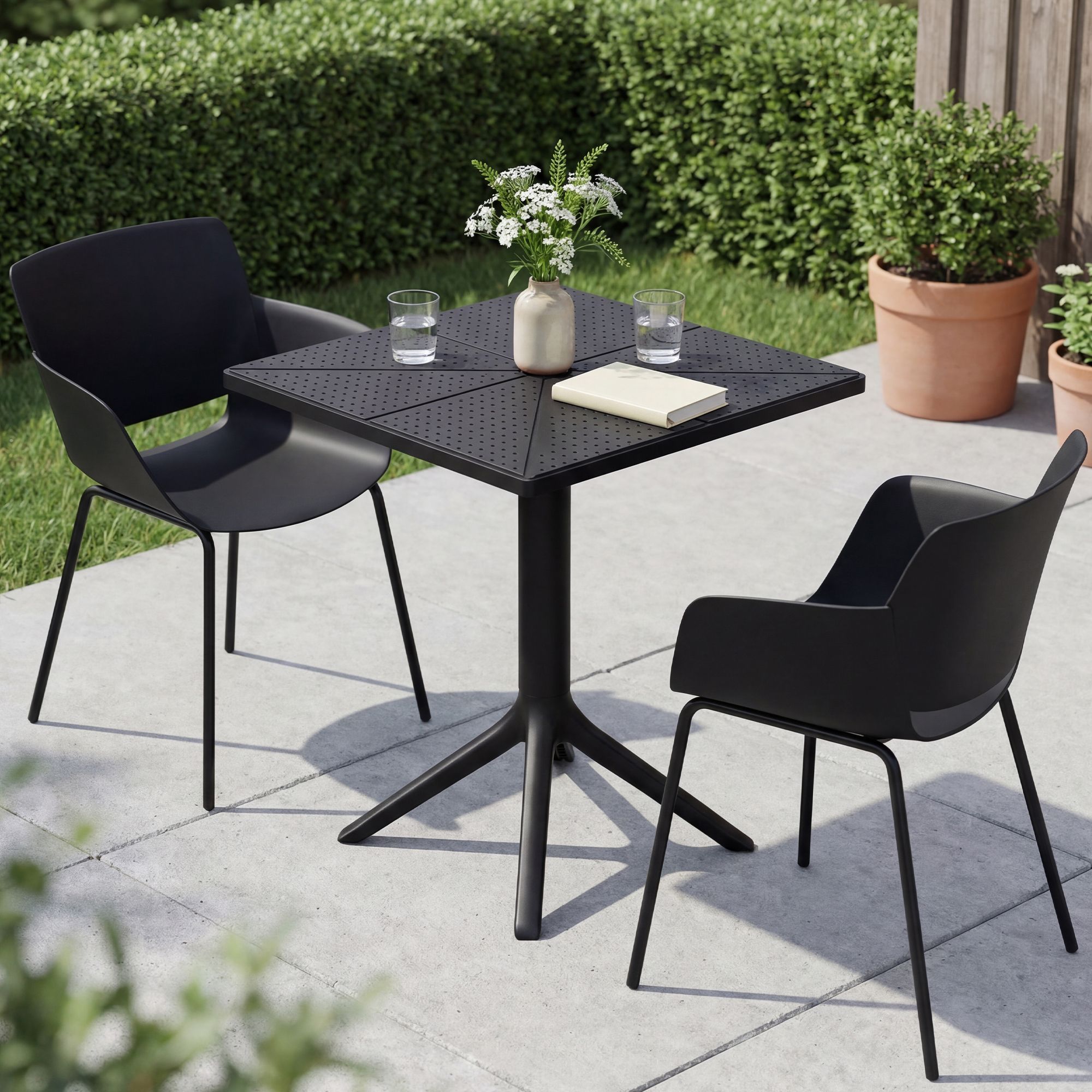 Gartenmöbel-Set Norva mit 2 Stühlen schwarz